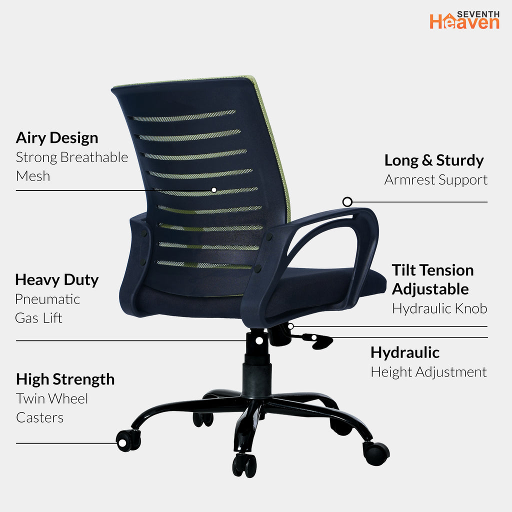 Blaze Mid-Back Office Chair – Ergonomic, Durable & Versatile (Green)