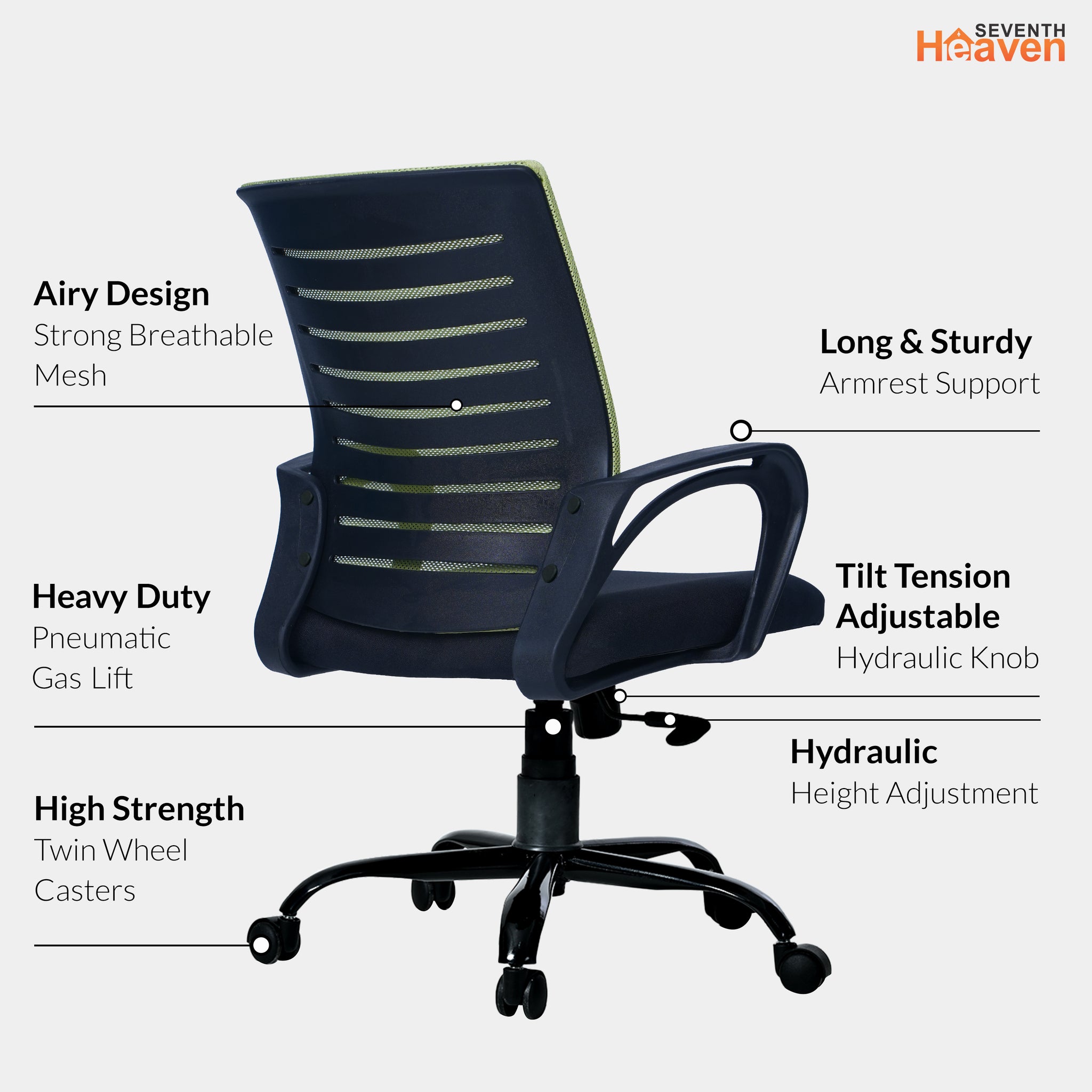 Blaze Mid-Back Office Chair – Ergonomic, Durable & Versatile (Green)