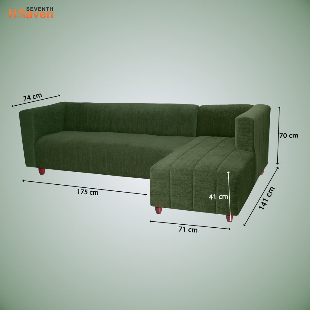 Tokyo 6 Seater Sofa Right Corner- ( Premium Molfino Fabric- Green )