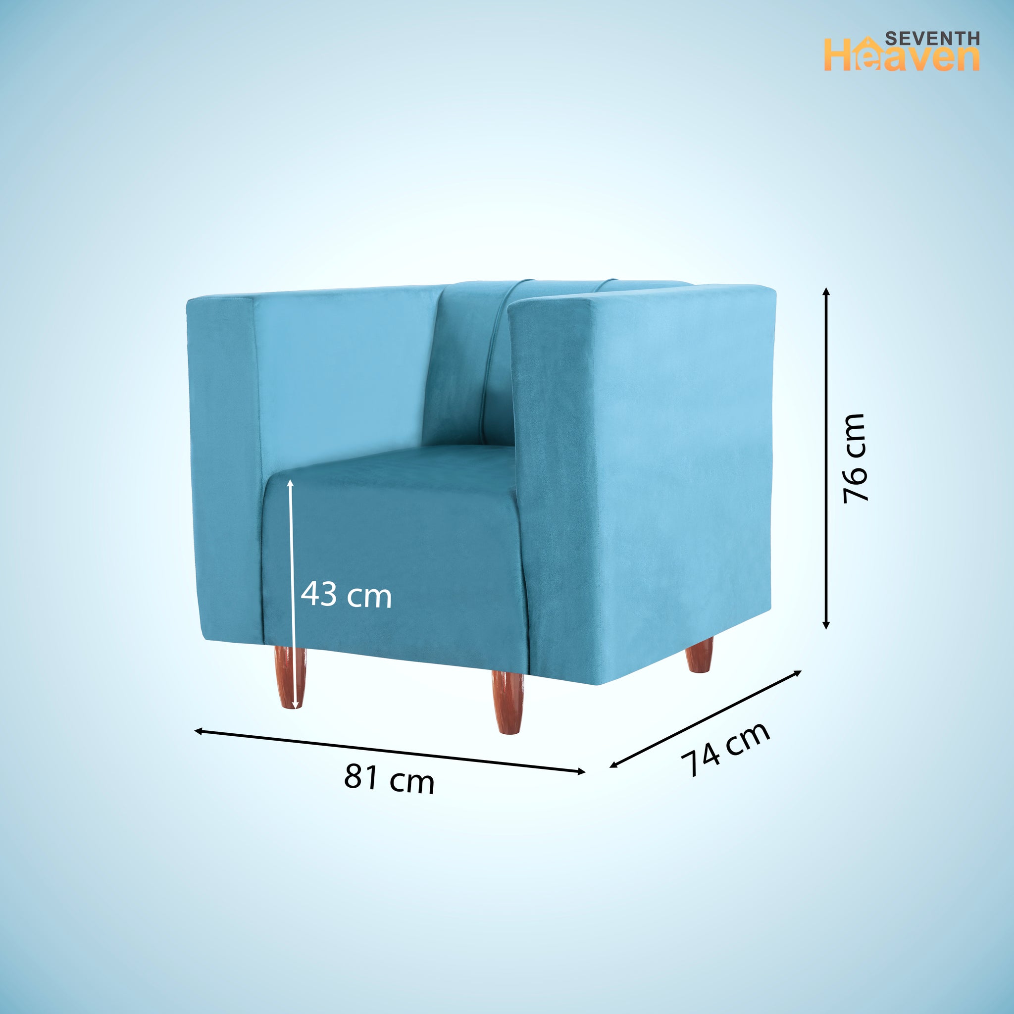 Sydney 1 Seater Sofa- ( Premium Holland Fabric- Sky Blue )