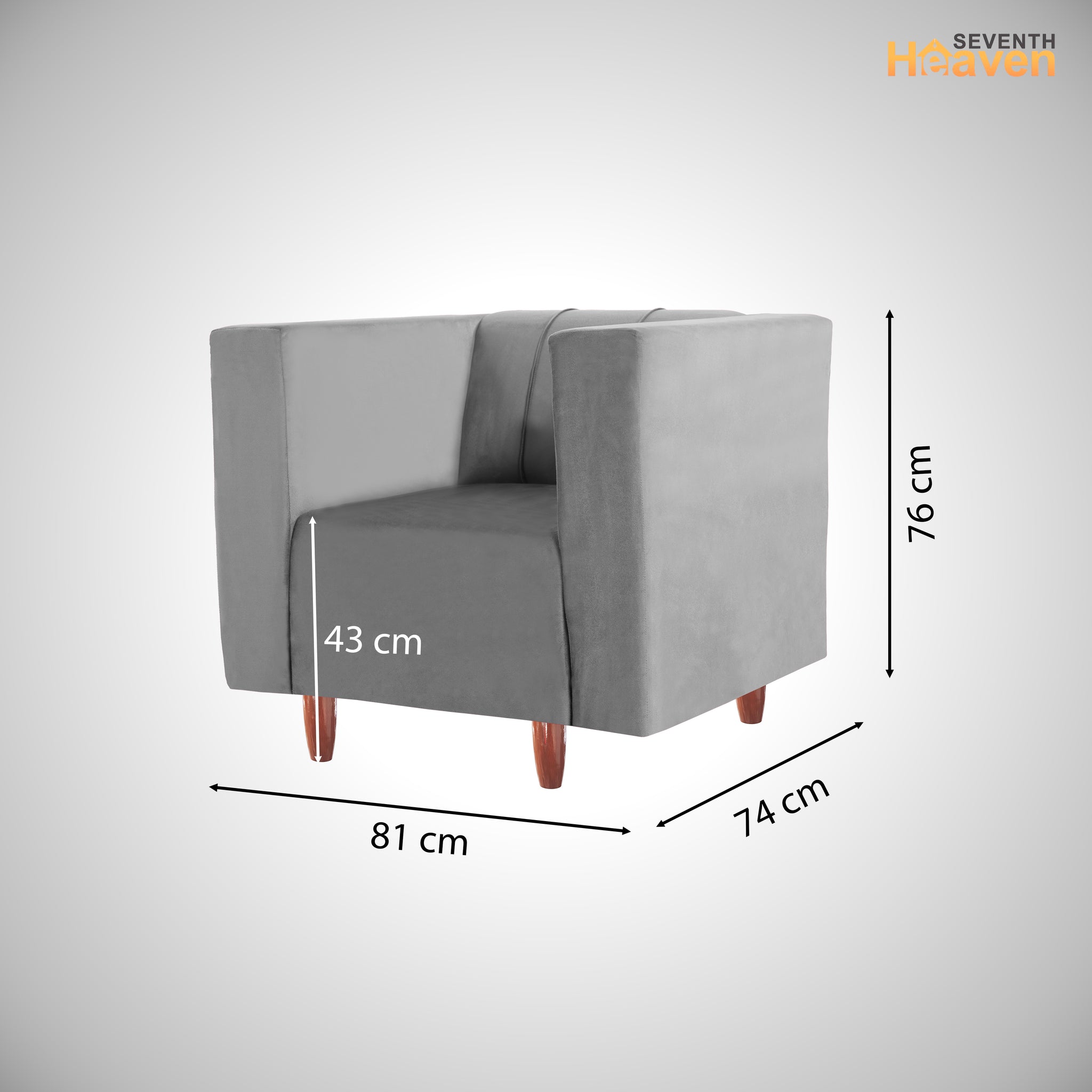 Sydney 1 Seater Sofa- ( Premium Holland Fabric- Grey )