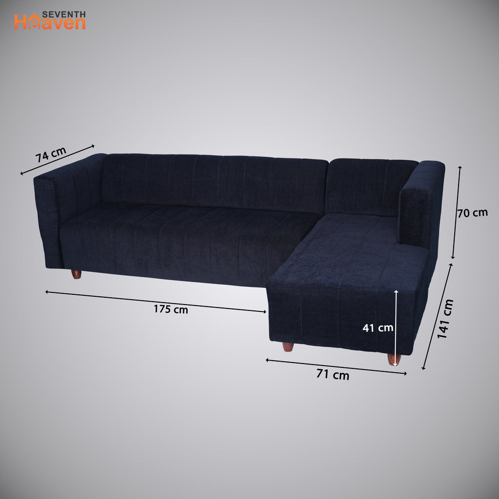 Tokyo 6 Seater Sofa Right Corner- ( Premium Molfino Fabric- Black )