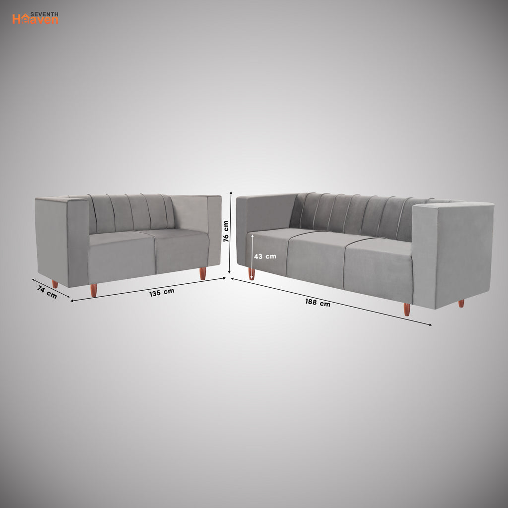 Sydney (3+2) Seater Sofa- ( Premium Holland Fabric- Grey)