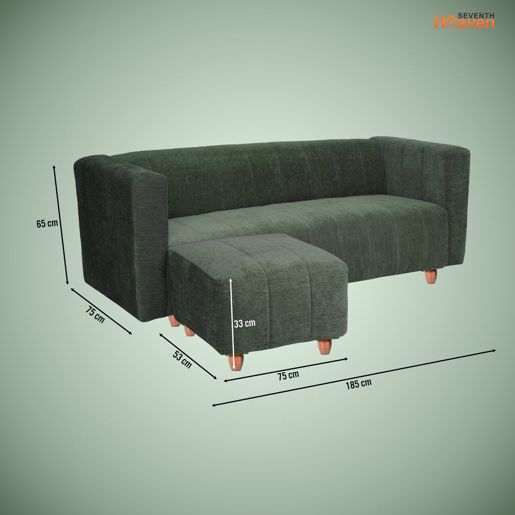 Tokyo 5 Seater Sofa with 2 Ottomans- ( Premium Molfino Fabric- Green )