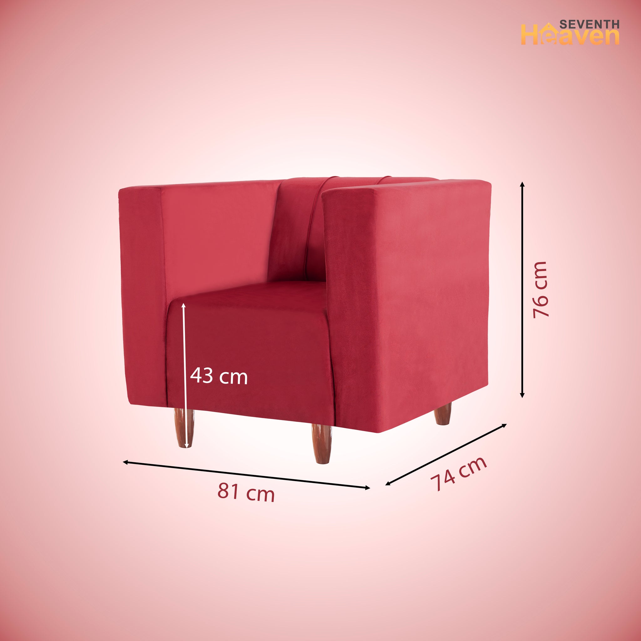 Sydney 1 Seater Sofa- ( Premium Holland Fabric- Maroon )