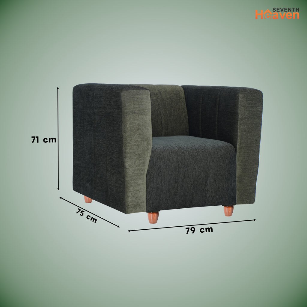 Tokyo 1 Seater Sofa- ( Premium Molfino Fabric- Green )