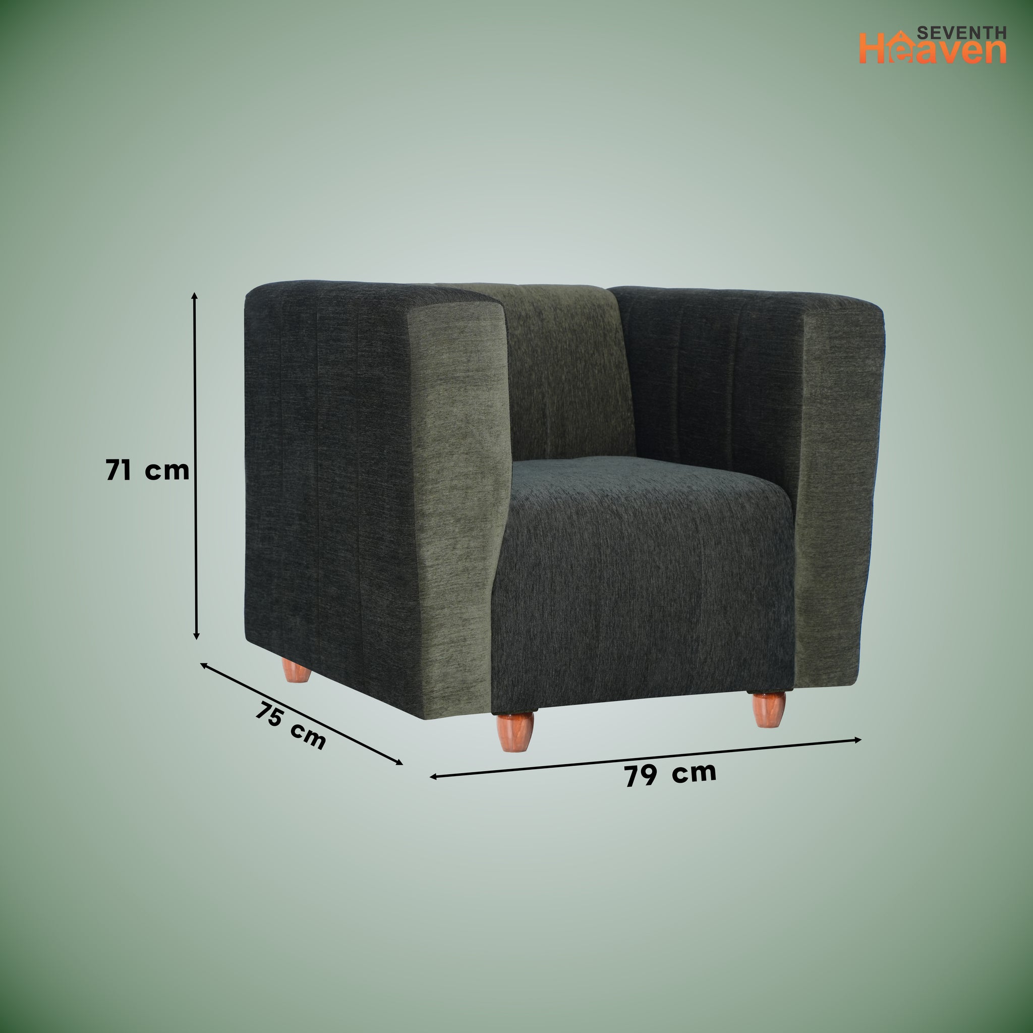 Tokyo 1 Seater Sofa- ( Premium Molfino Fabric- Green )