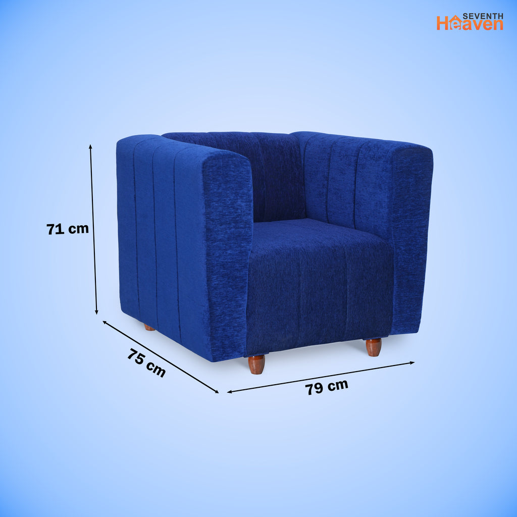 Tokyo 1 Seater Sofa- ( Premium Molfino Fabric- Blue )