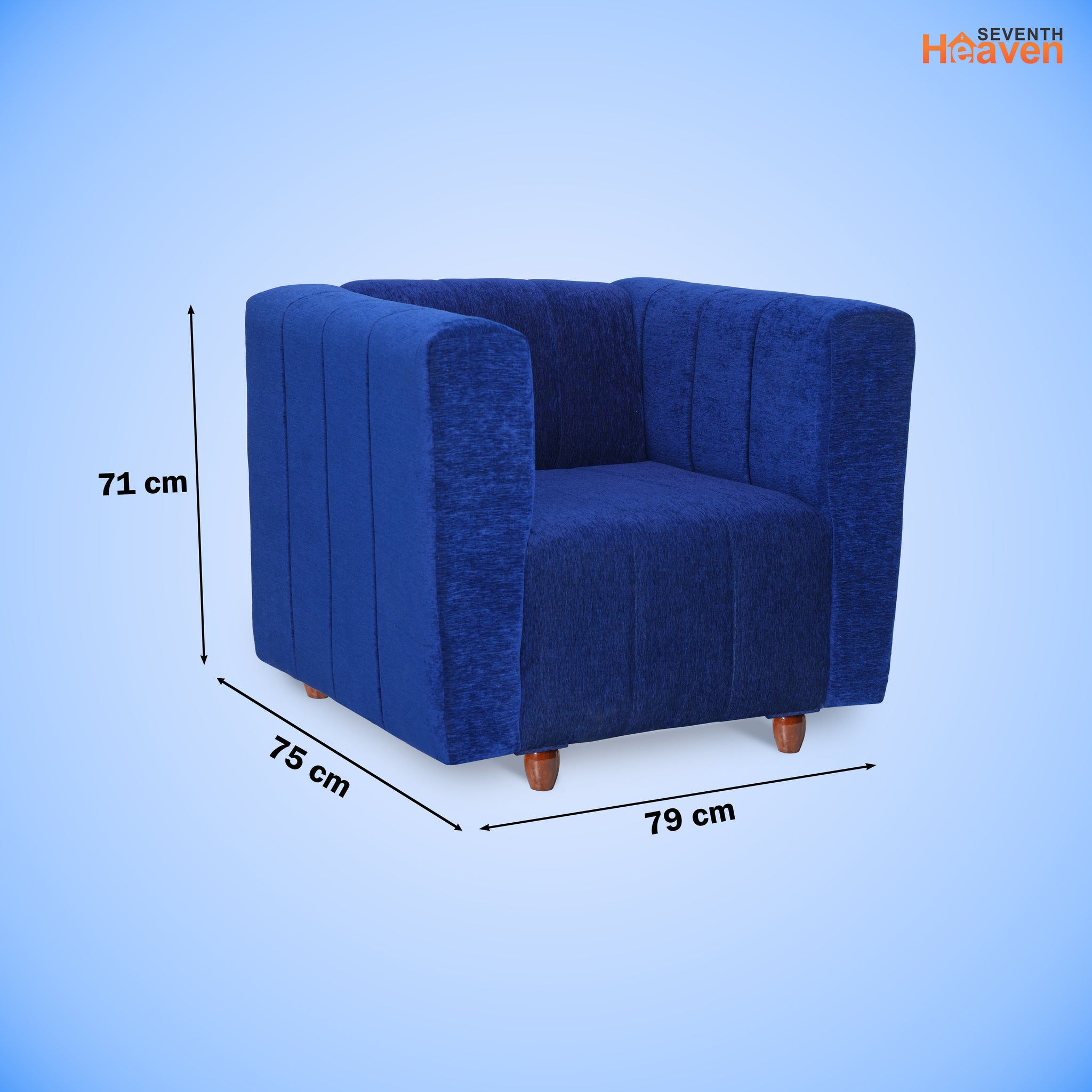 Tokyo 1 Seater Sofa- ( Premium Molfino Fabric- Blue )