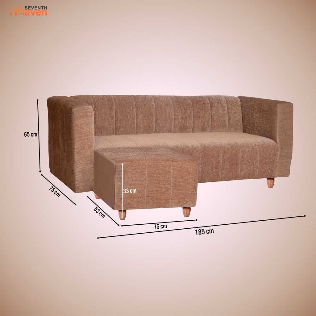 Tokyo 4 Seater Sofa with Ottoman- ( Premium Molfino Fabric- Beige )