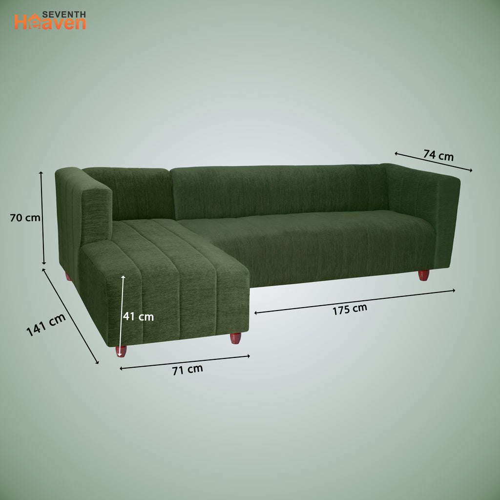 Tokyo 6 Seater Sofa Left Corner- ( Premium Molfino Fabric- Green )