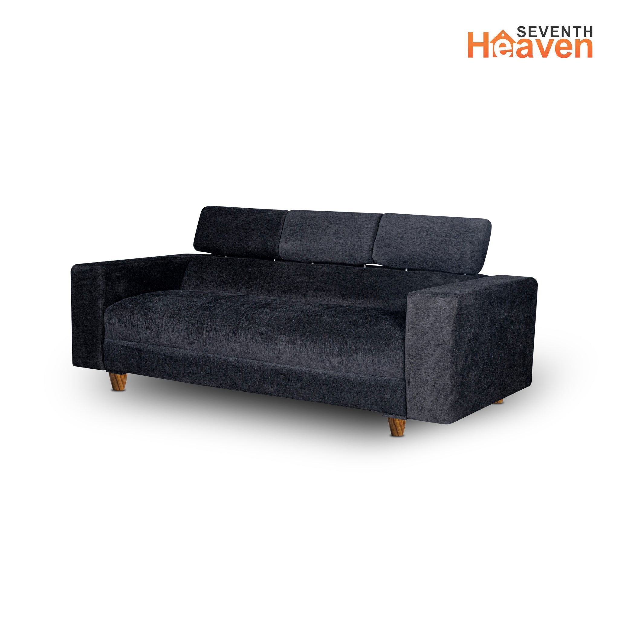 Berlin 3 Seater Sofa- ( Premium Molfino Fabric- Black )