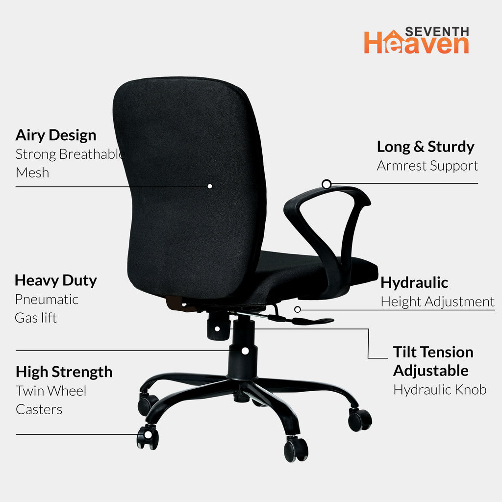 Titan Mid-Back Office Chair – Ergonomic Design with Dual Foam Support  (Black)