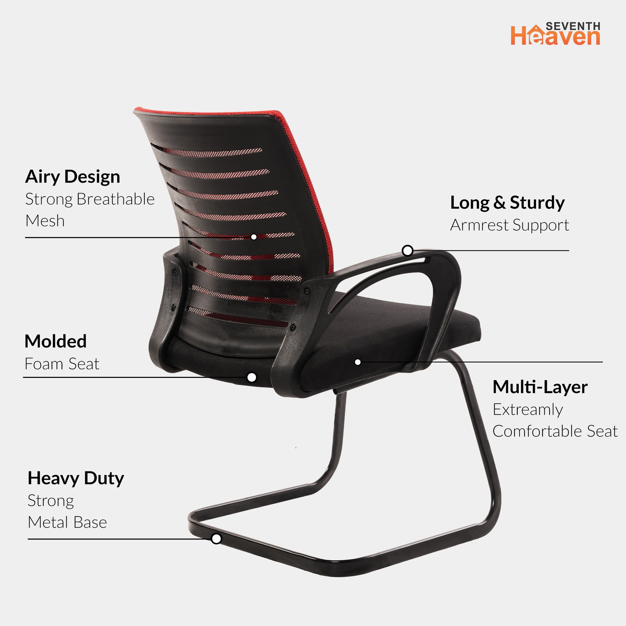 Blaze Mid-Back (C- Base) Office Chair – Ergonomic, Durable & Versatile (Red)
