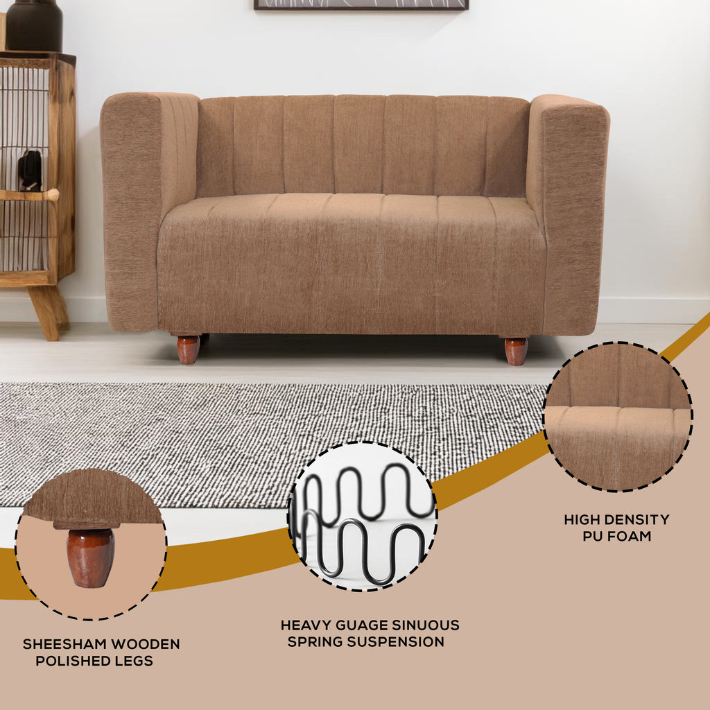 Tokyo 2 Seater Sofa- ( Premium Molfino Fabric- Beige )