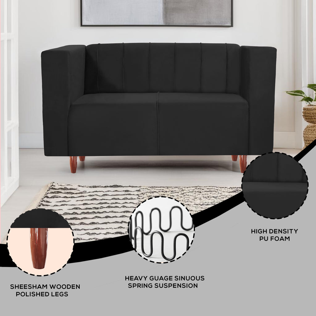 Sydney 2 Seater Sofa- ( Premium Holland Fabric- Black )