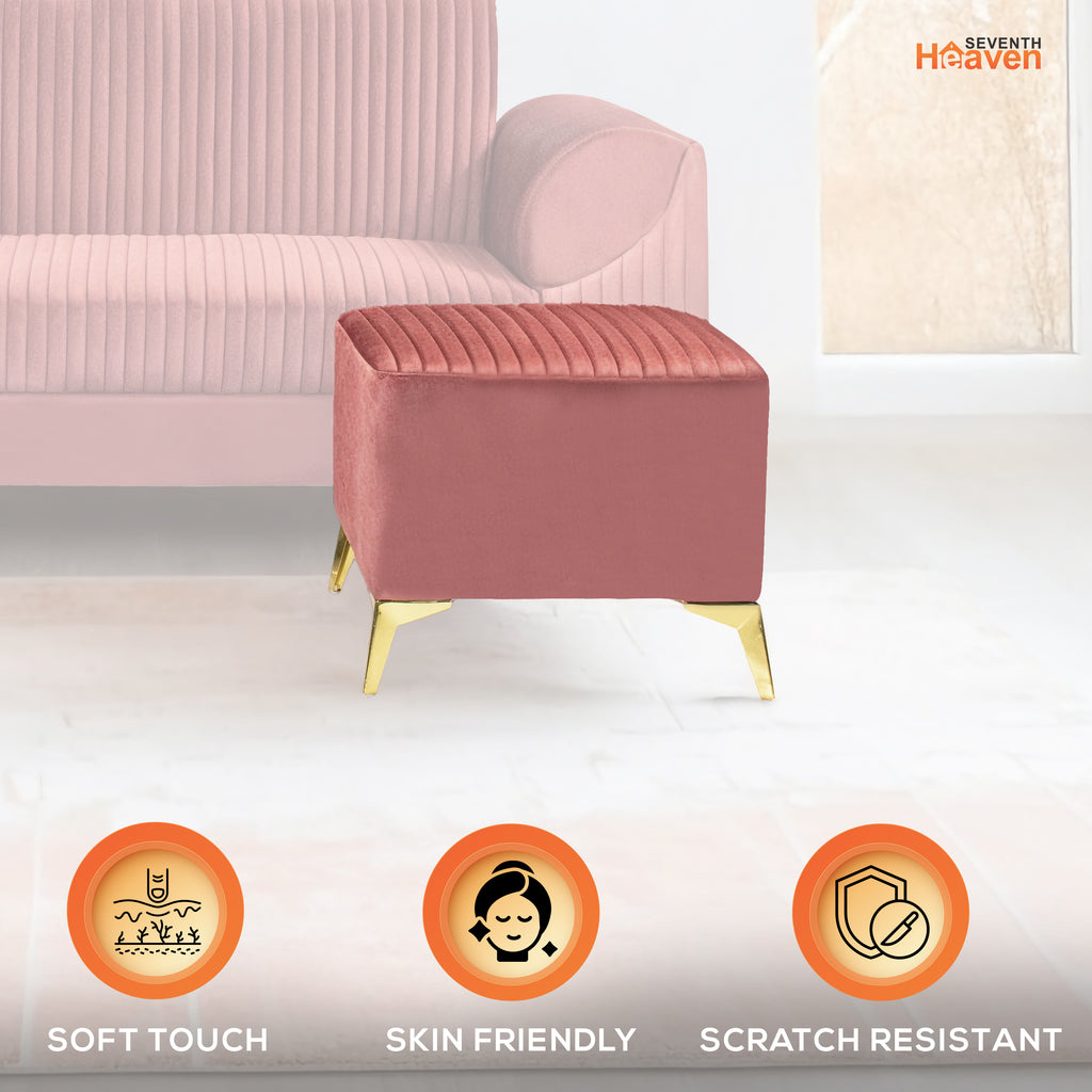 Venice 1 Seater Ottoman Stool - ( Plush Sued - Peach )