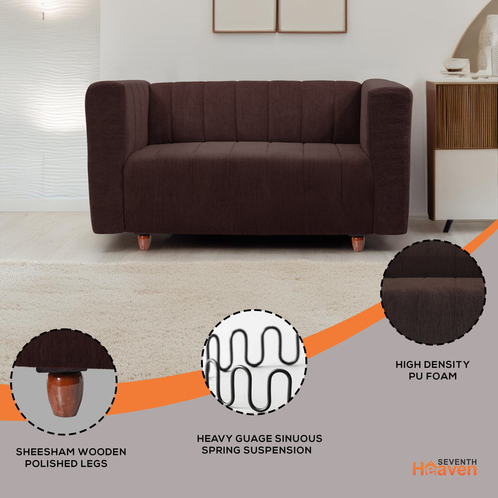 Tokyo 2 Seater Sofa- ( Premium Molfino Fabric- Brown )