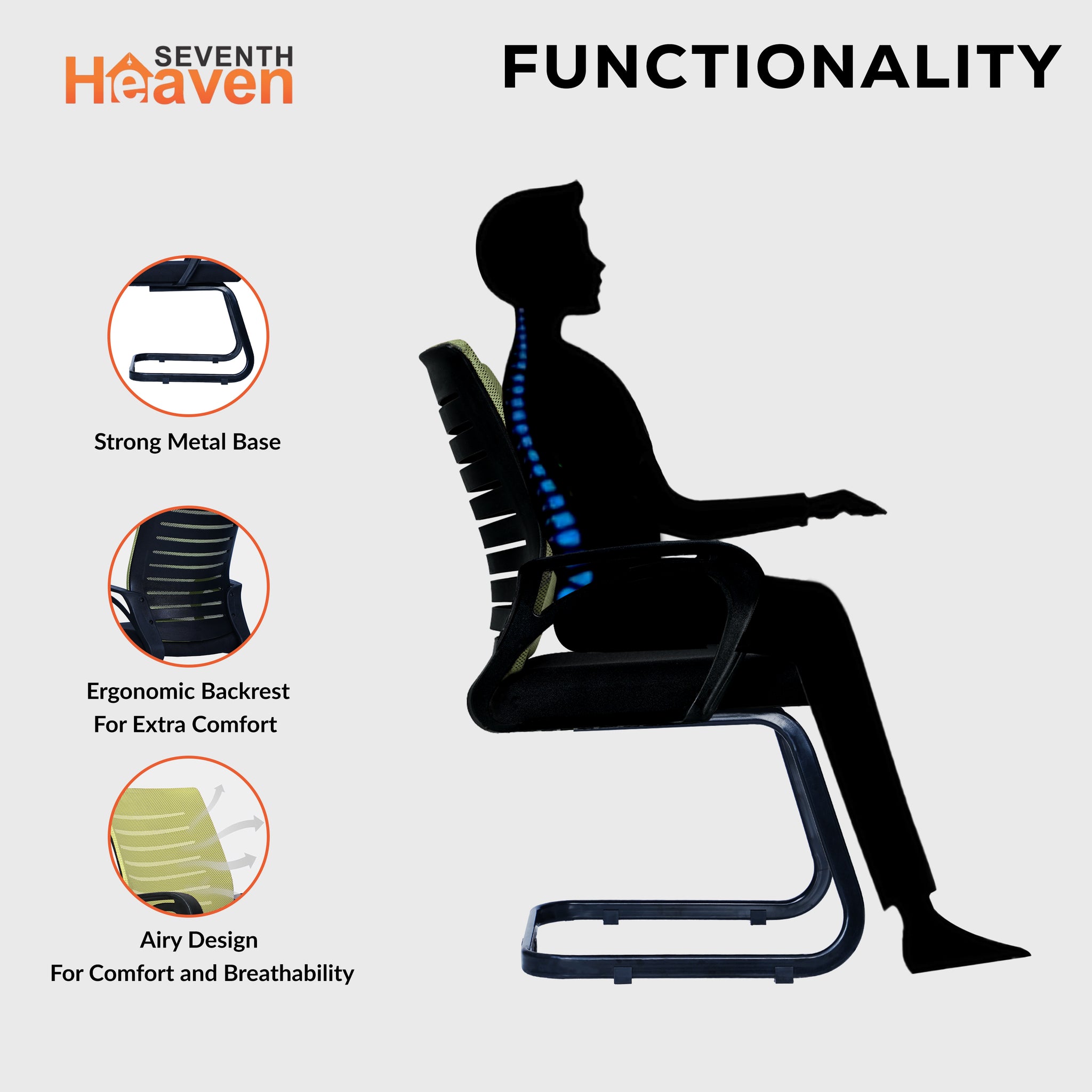Blaze Mid-Back (C- Base) Office Chair – Ergonomic, Durable & Versatile (Green)