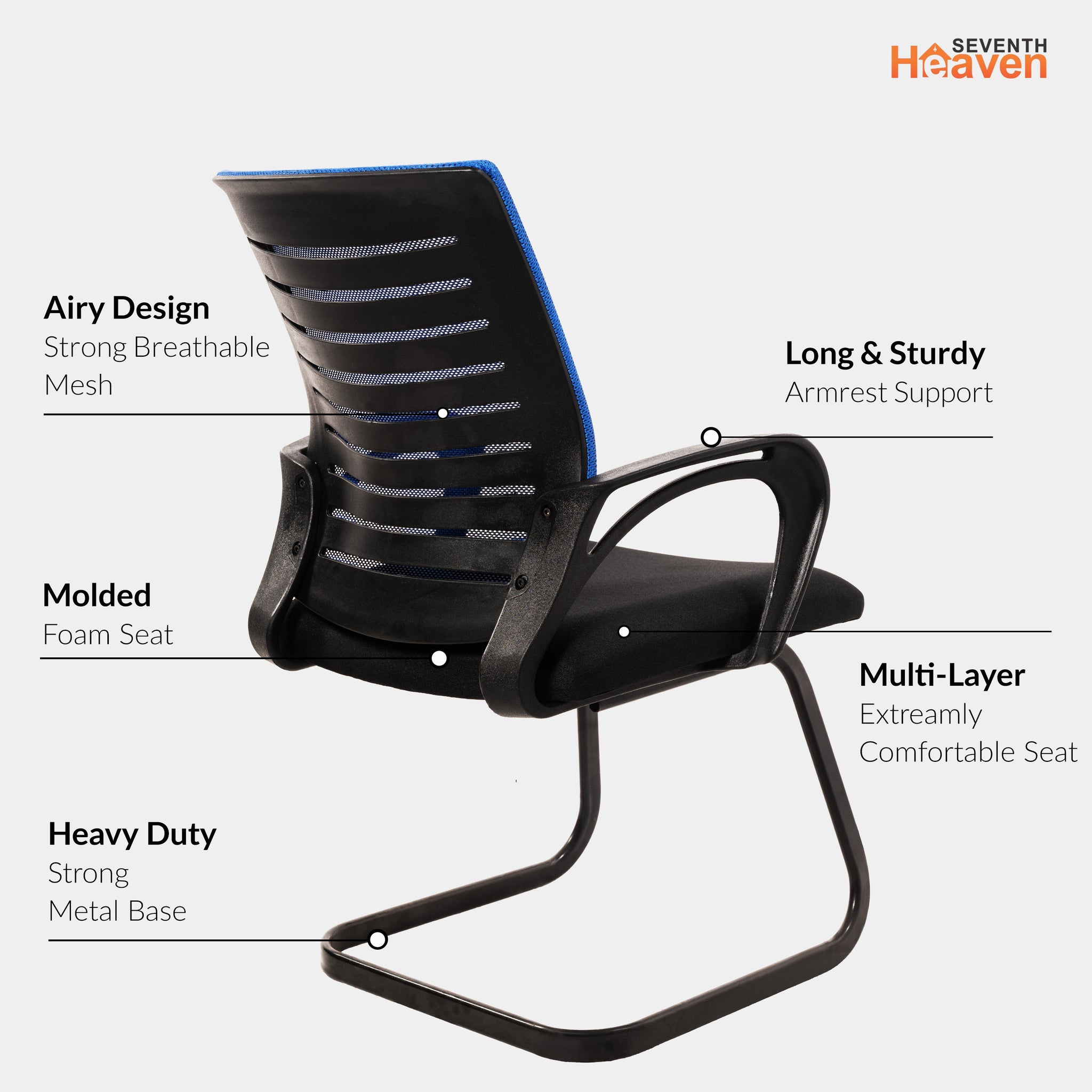 Blaze Mid-Back (C- Base) Office Chair – Ergonomic, Durable & Versatile (Blue)