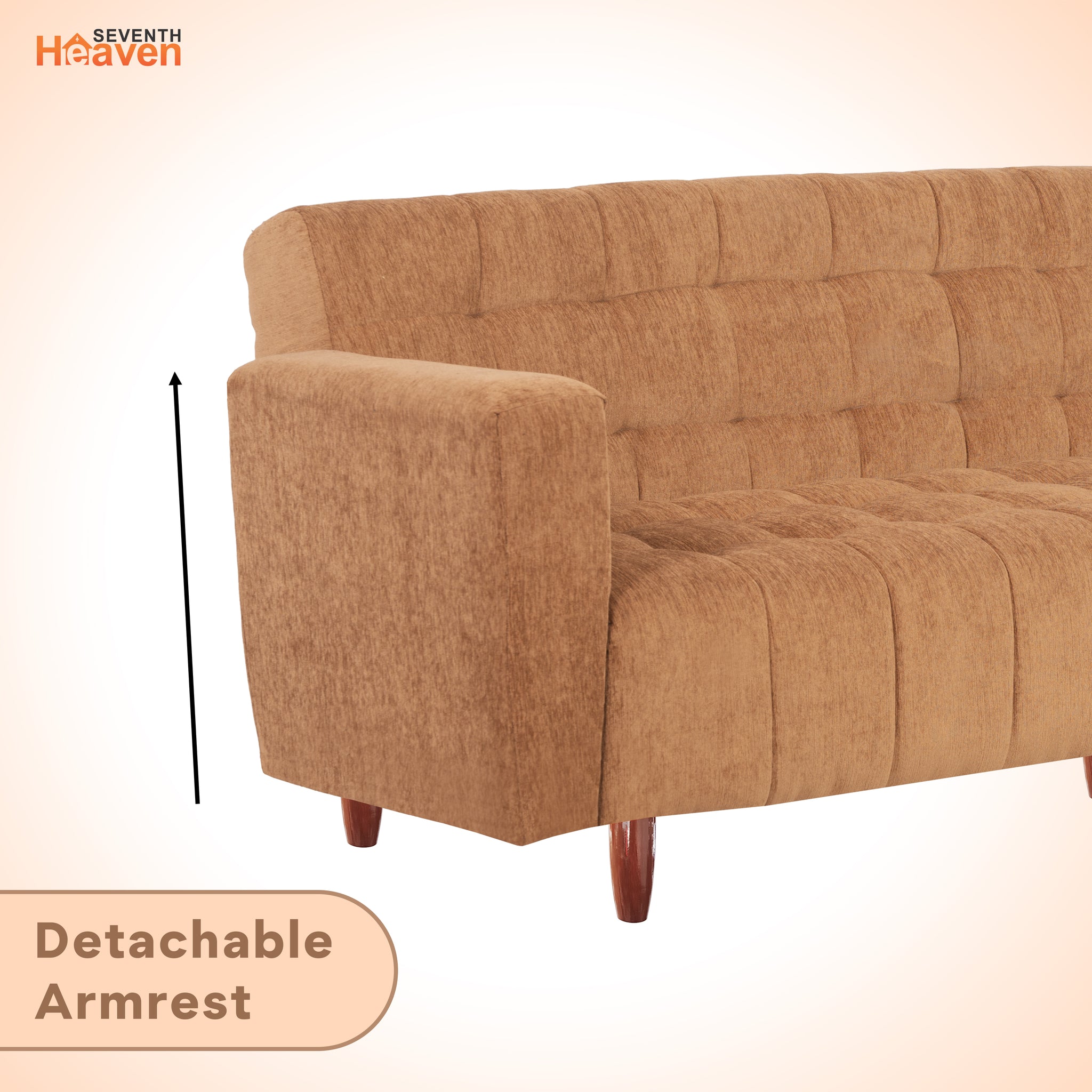 Lisbon Neo 3 Seater Wooden Sofa Cum Bed - ( Premium Molfino Fabric- Beige  )