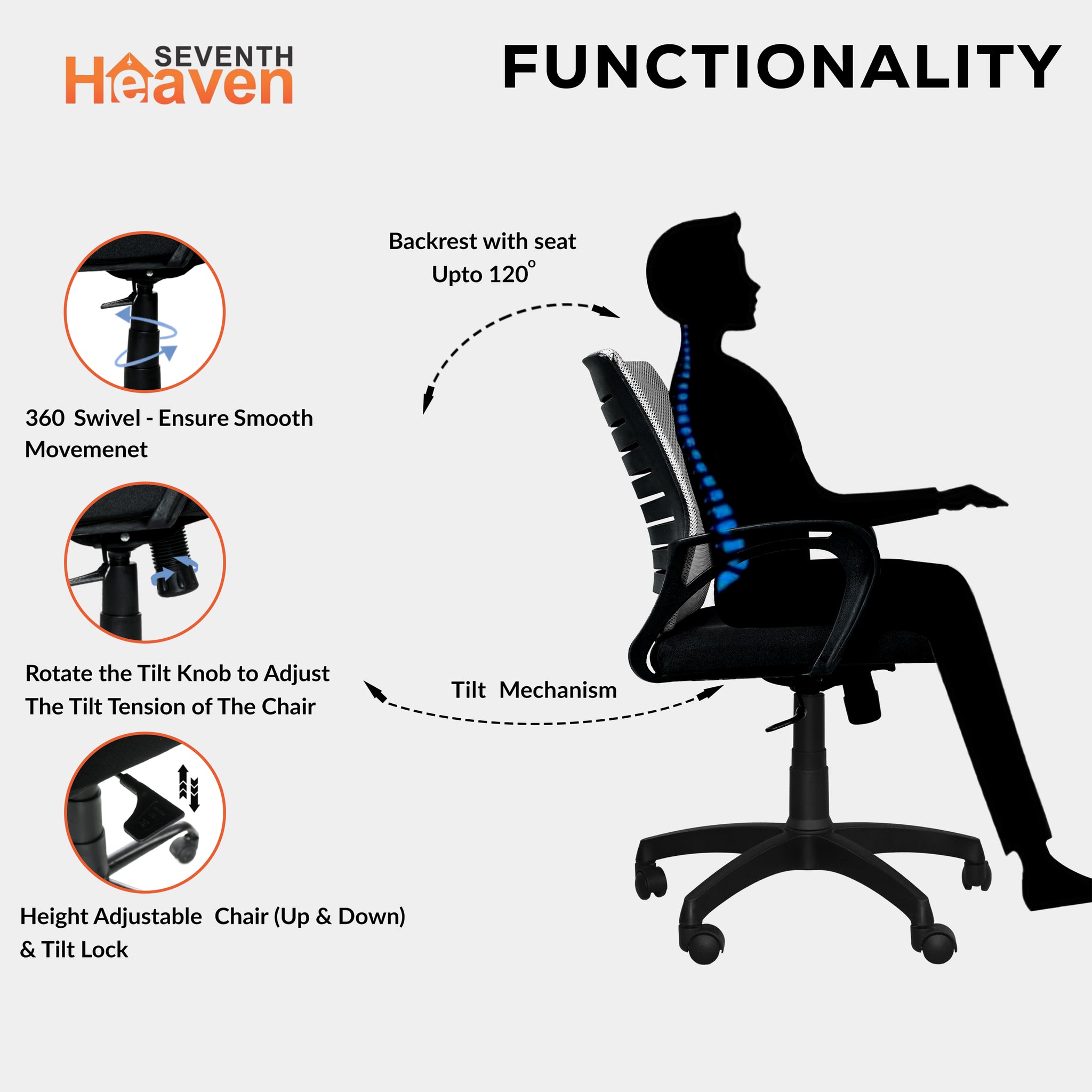 Bolt Mid-Back (Nylon Base) Office Chair – Ergonomic, Durable & Versatile (Grey Mesh)