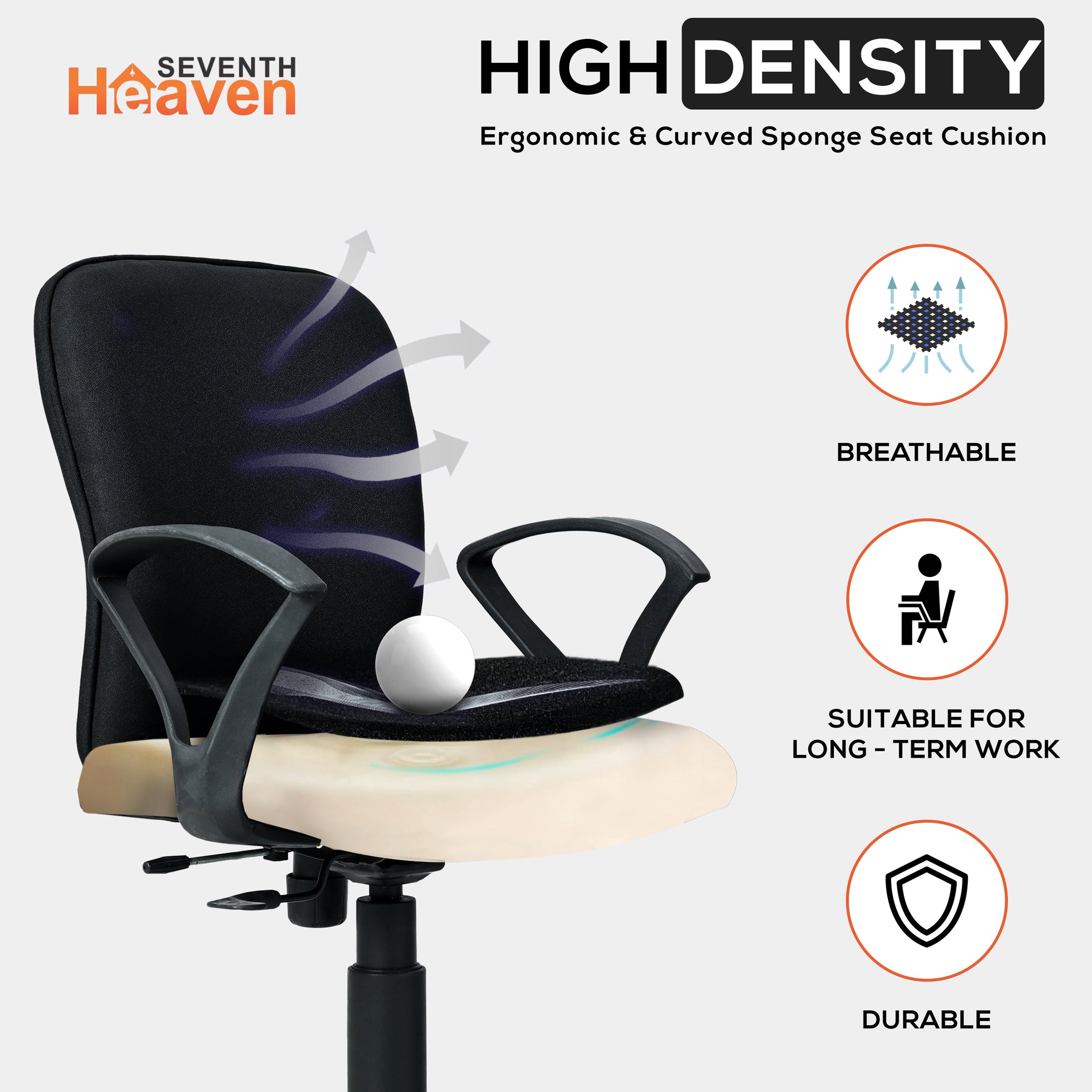 Titan Mid-Back Office Chair – Ergonomic Design with Dual Foam Support  (Black)