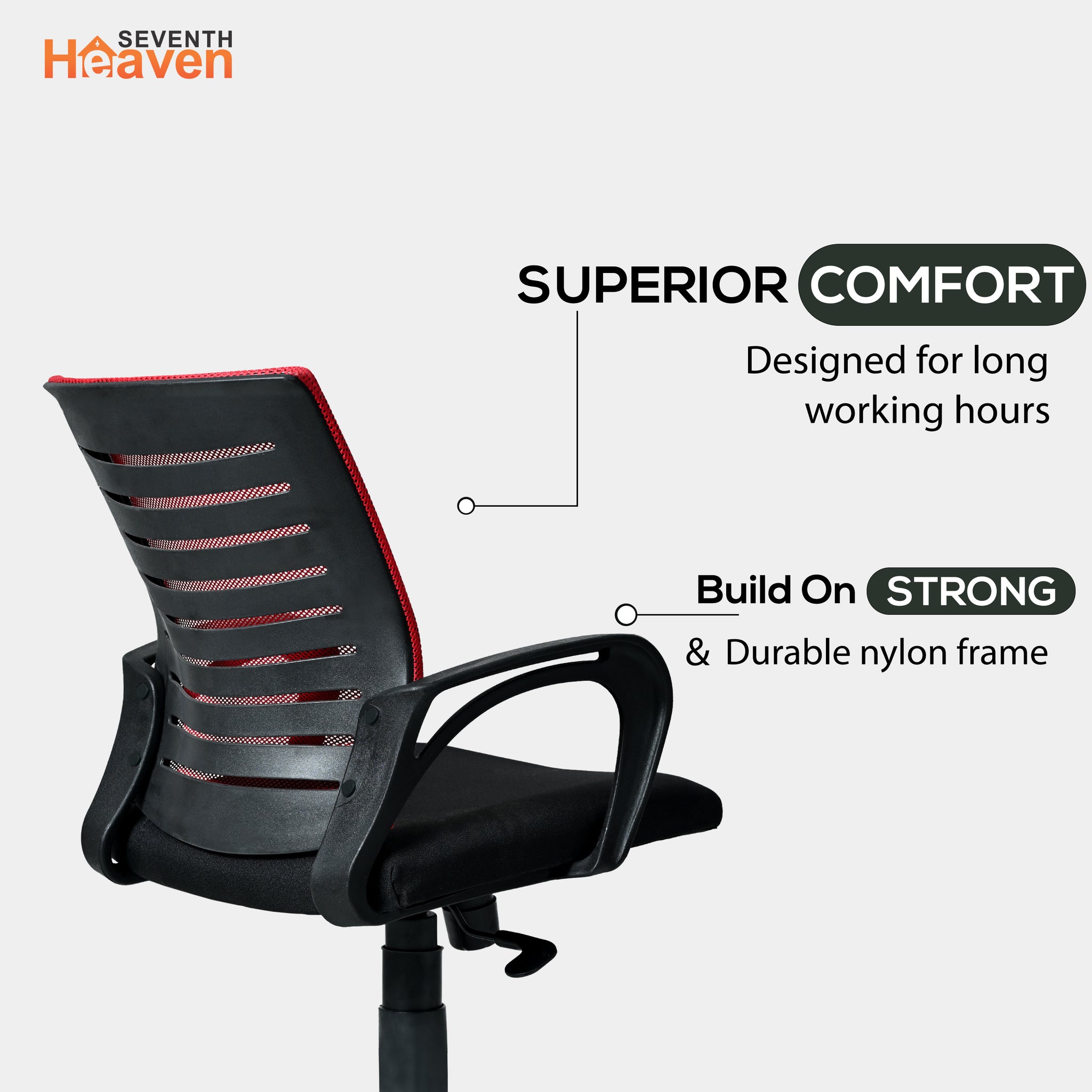 Blaze Mid-Back Office Chair – Ergonomic, Durable & Versatile (Red)