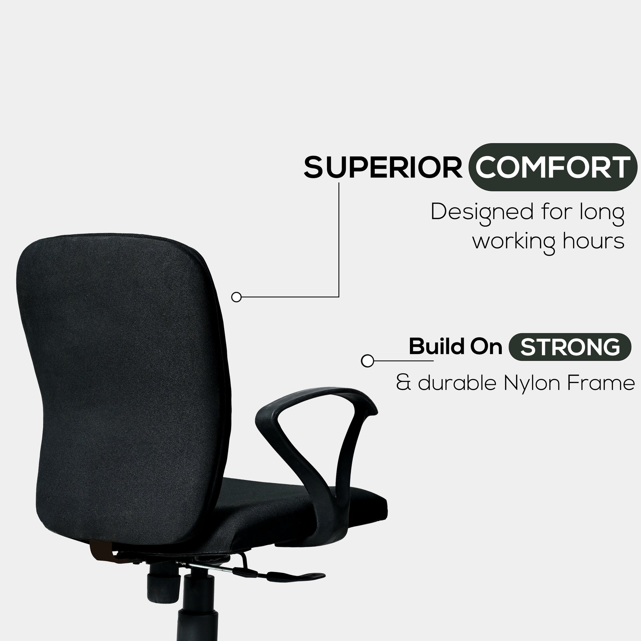 Titan Mid-Back Office Chair – Ergonomic Design with Dual Foam Support  (Black)