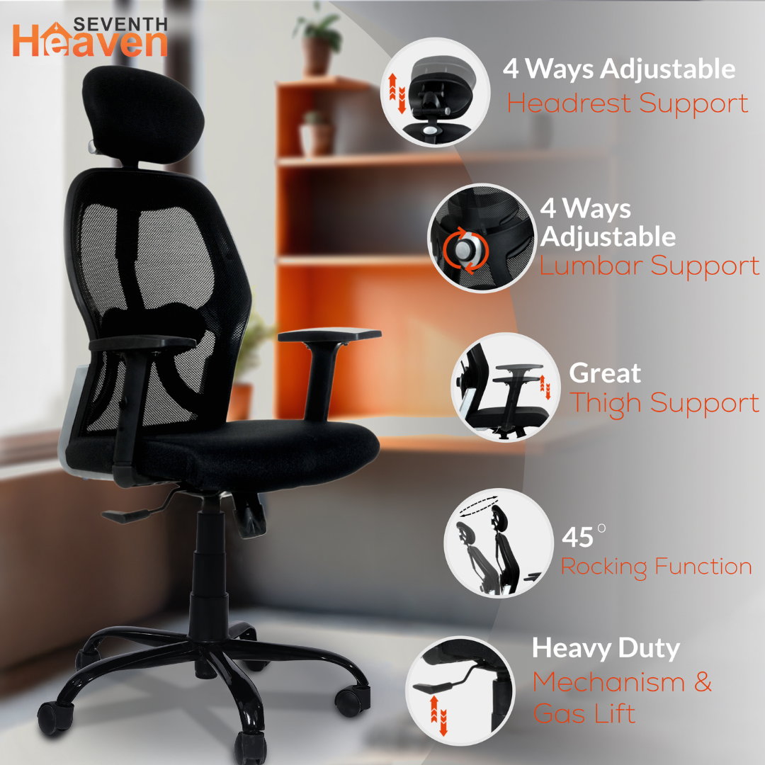 Venus High-Back Office Chair – Ergonomic, Durable & Versatile (Black)