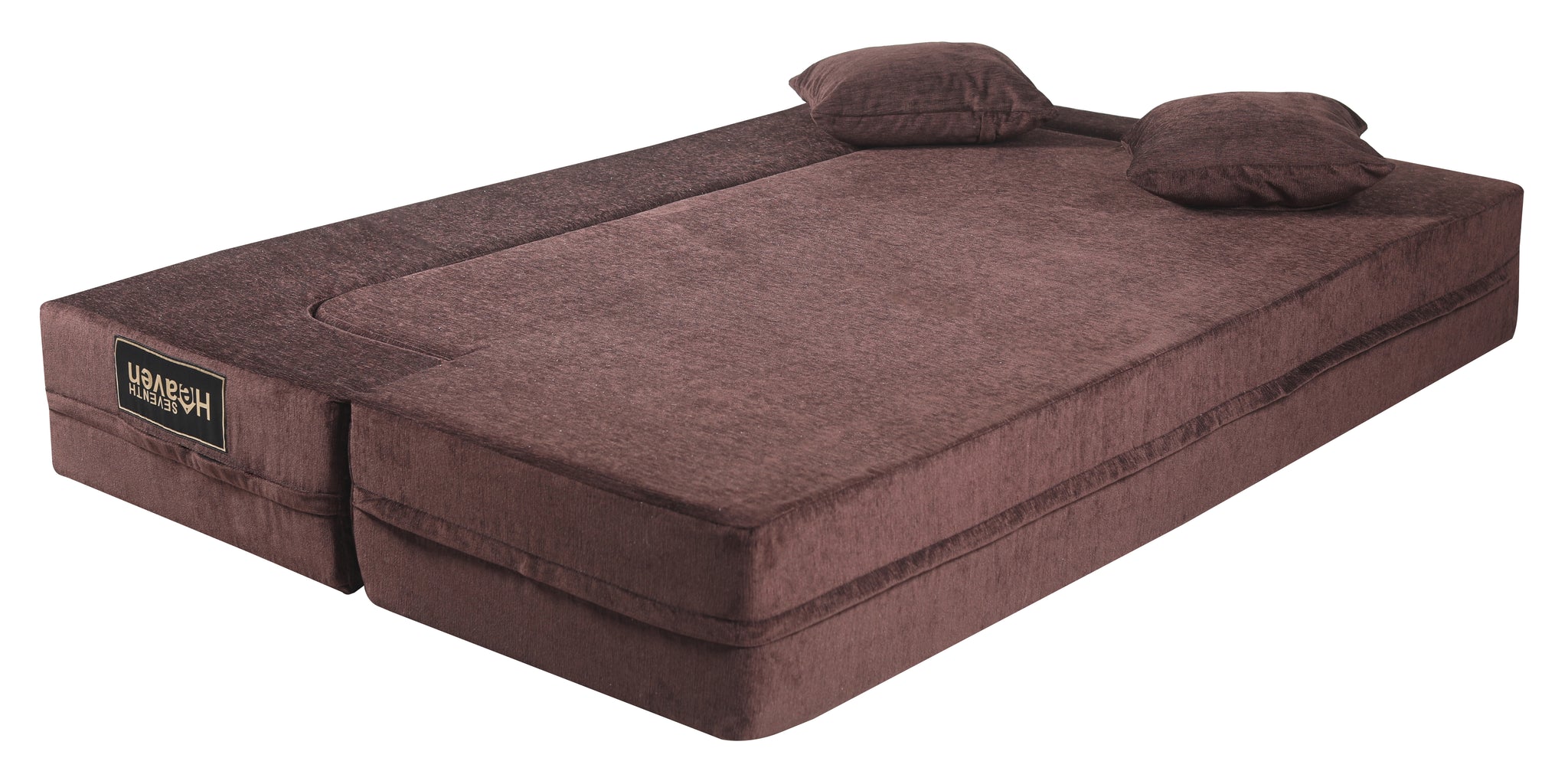 Flipper X Sofa Cum Bed (Memory Foam)- 3 Seater, Plain Cushions (Premium Molfino Fabric- Brown )