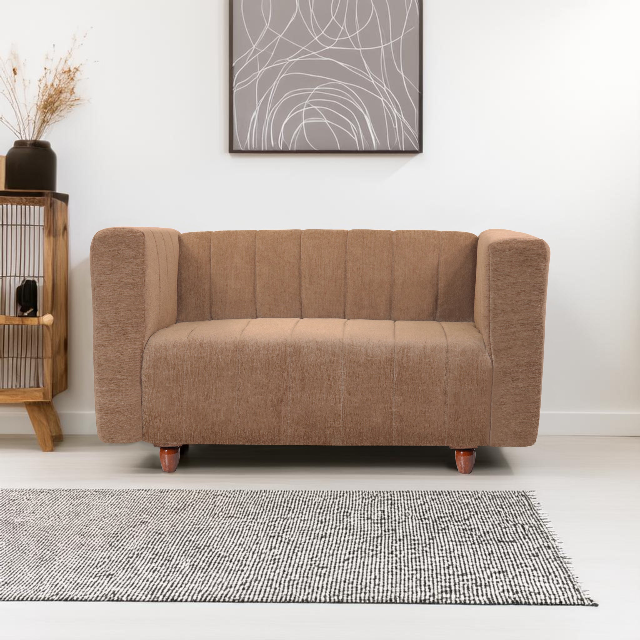 Tokyo 2 Seater Sofa- ( Premium Molfino Fabric- Beige )