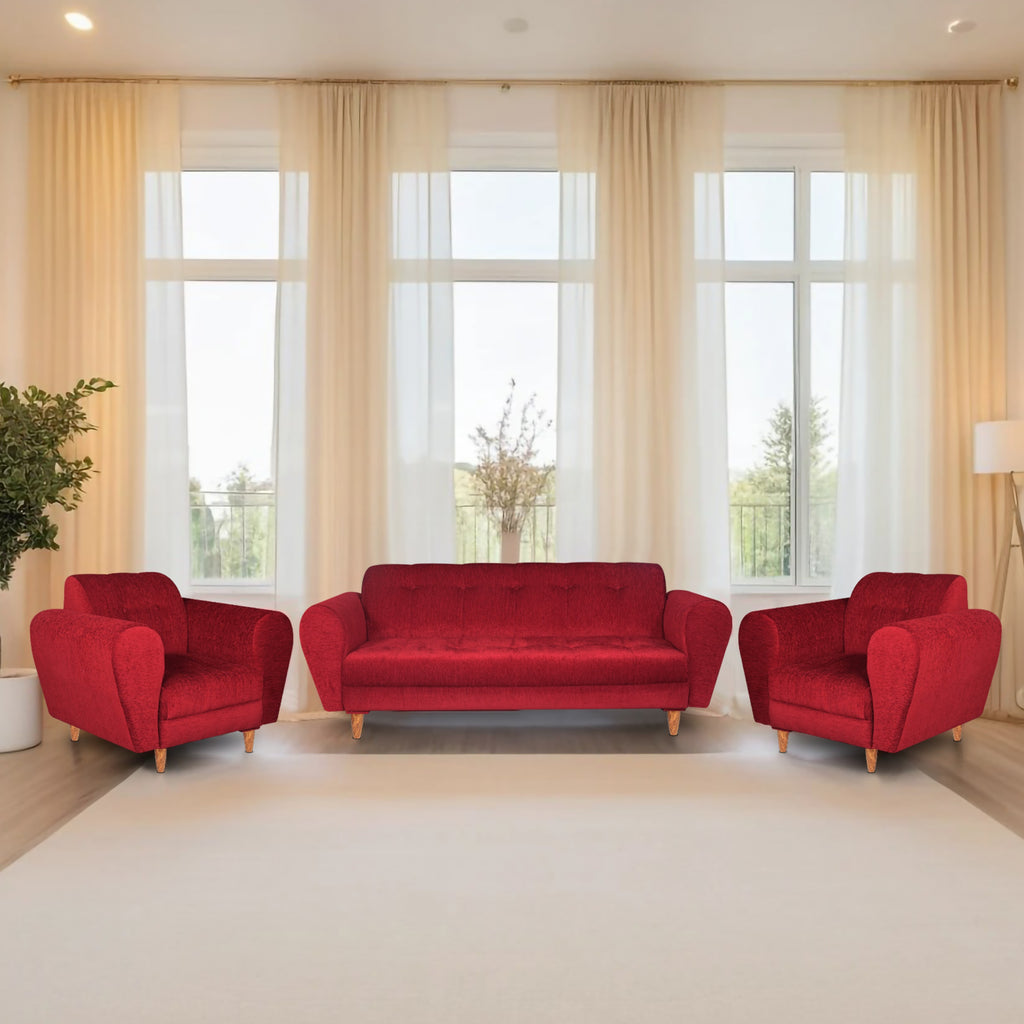 Milan (3+1+1) Seater Sofa - ( Premium Molfino Fabric- Maroon )