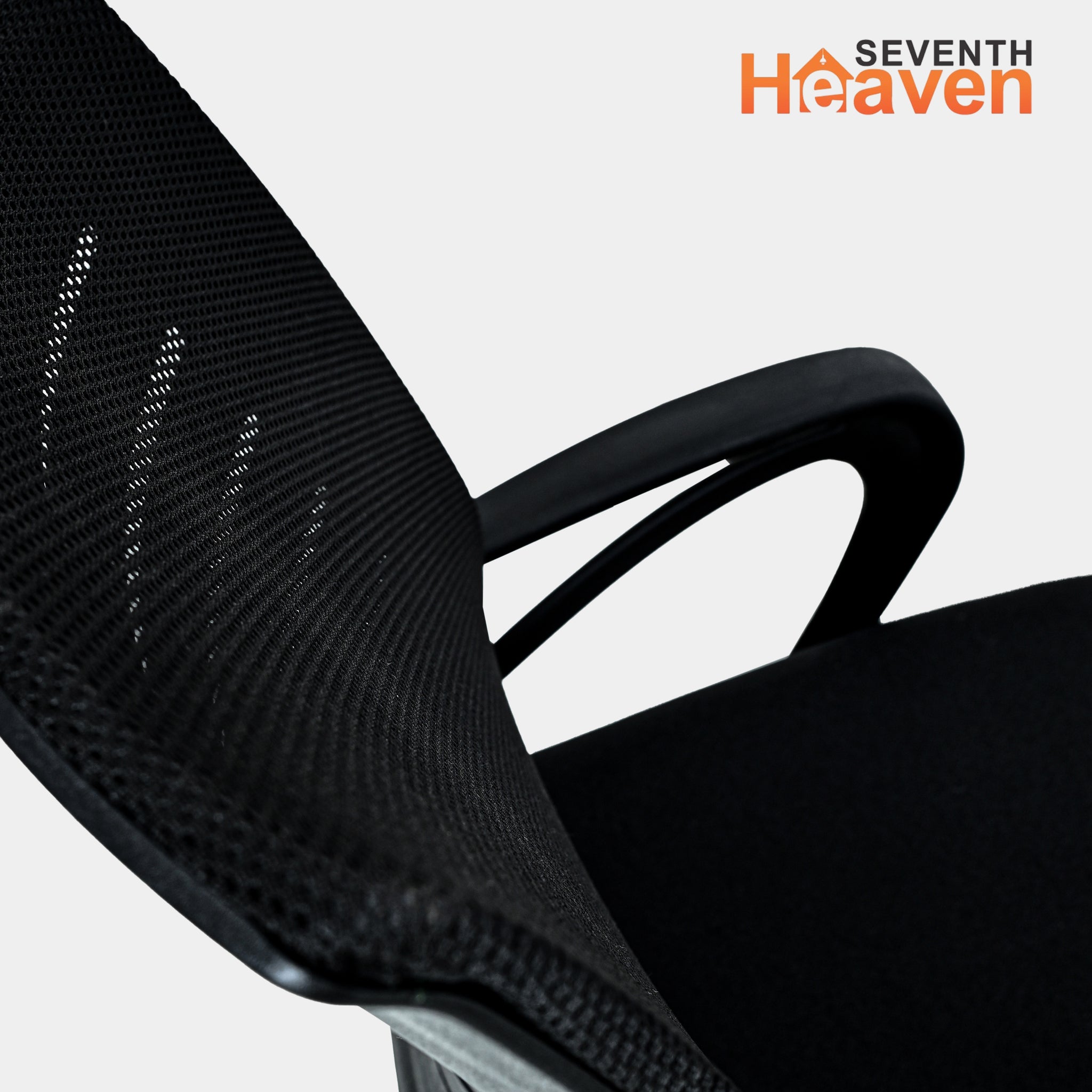 Seventh Heaven Blaze Mid Back c Office Chair for Work from Home | Study Chair | Revolving Chair | Computer Chair : 3 years warranty ( Heavy Duty Powder Nylone Base, Black )