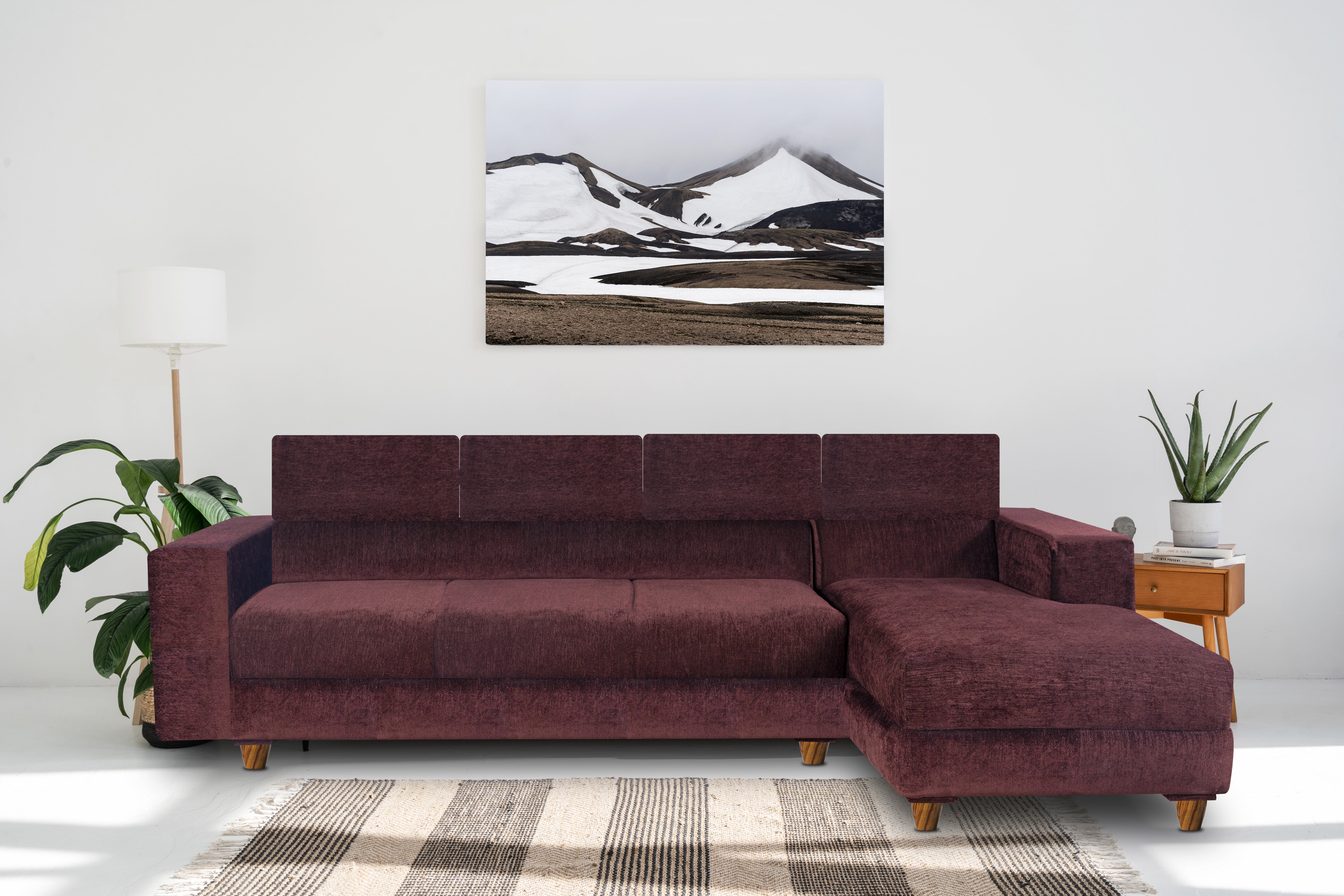 Berlin 6 Seater Sofa Right Corner- ( Premium Molfino Fabric- Browm )