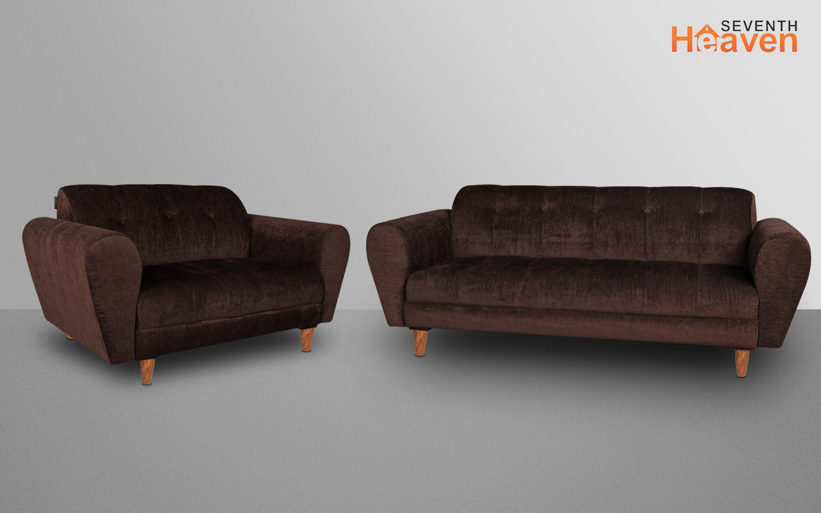 Milan 5 Seater Sofa Set, Chenille Molfino Fabric (Finish Color - Brown, Style - 3 + 2)