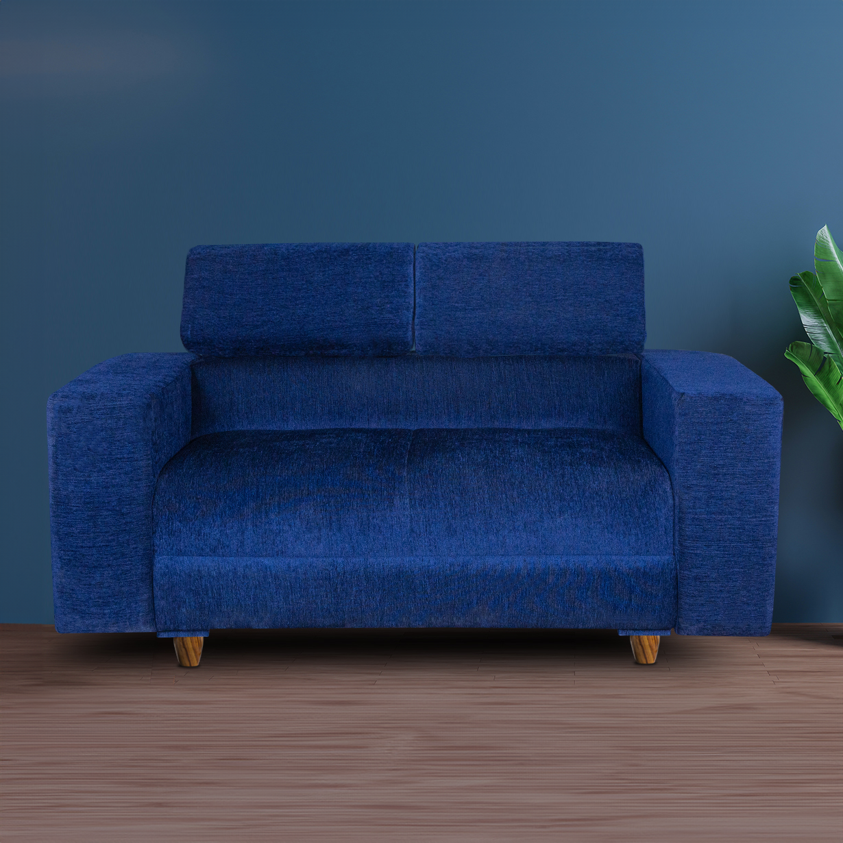 Berlin 2 Seater Sofa- ( Premium Molfino Fabric- Blue )
