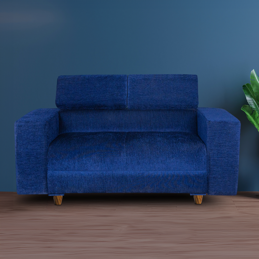Berlin 2 Seater Sofa- ( Premium Molfino Fabric- Blue )
