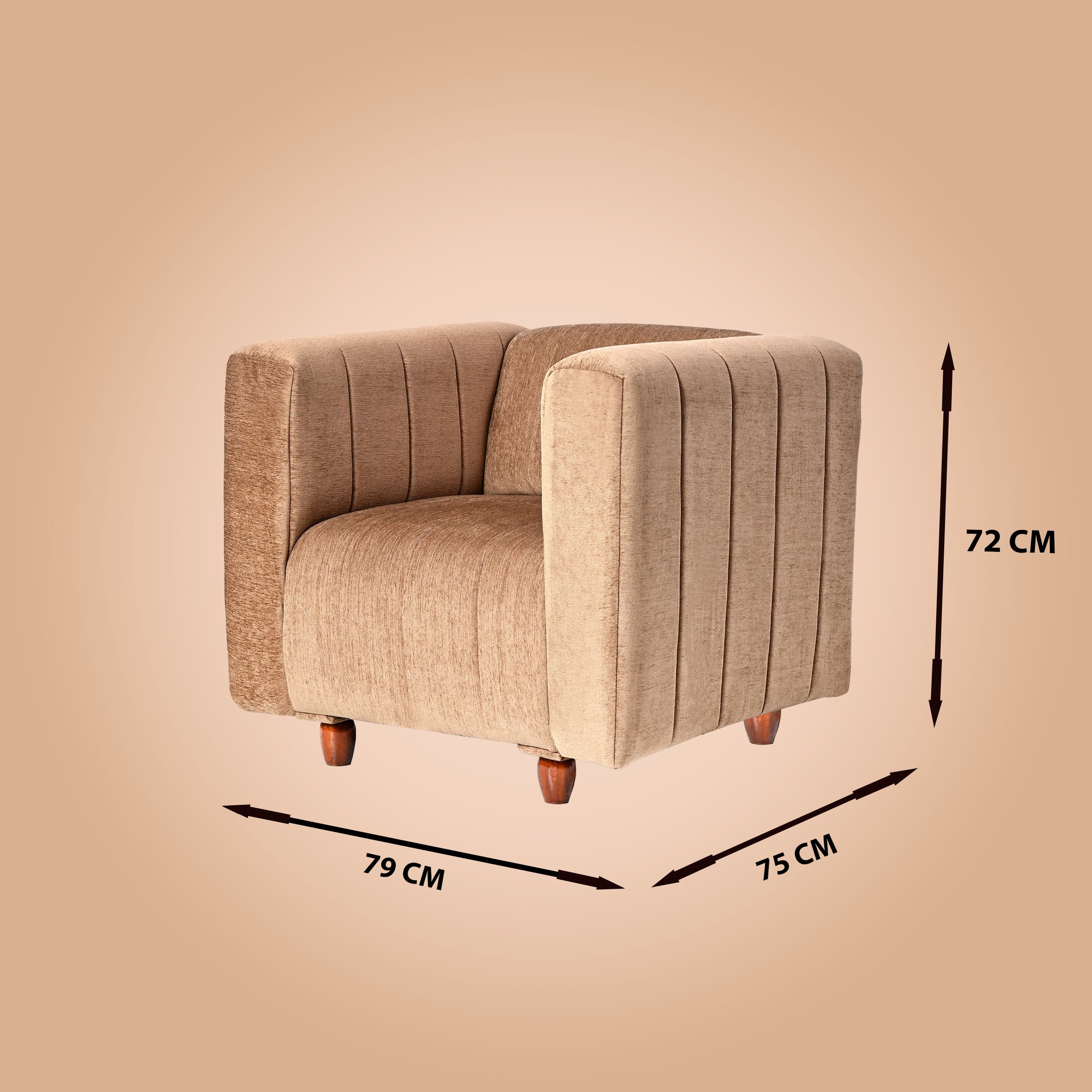 Tokyo 1 Seater Sofa - ( Premium Molfino Fabric- Beige )