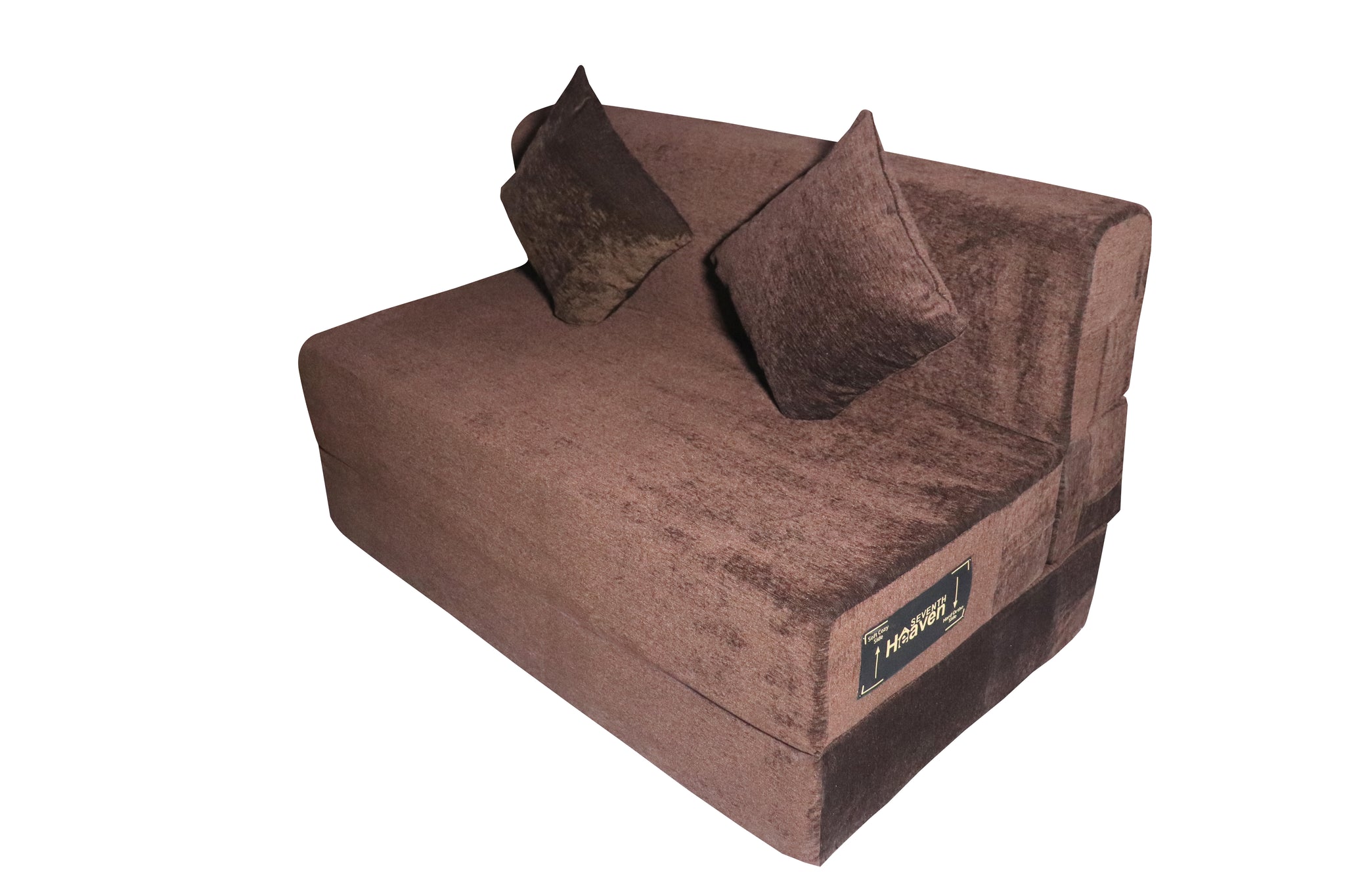 Rejoice Sofa Cum Bed - 2  Seater, Plain Cushion ( Premium Molfino Fabric, Brown )