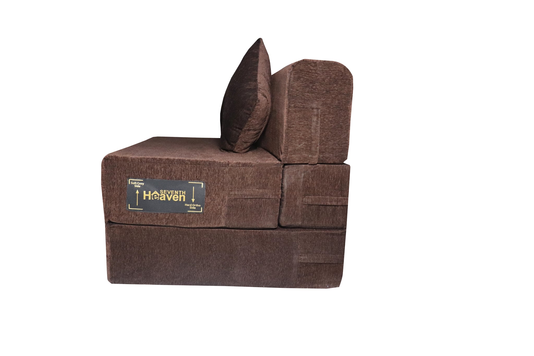Rejoice Sofa Cum Bed - 2  Seater, Plain Cushion ( Premium Molfino Fabric, Brown )