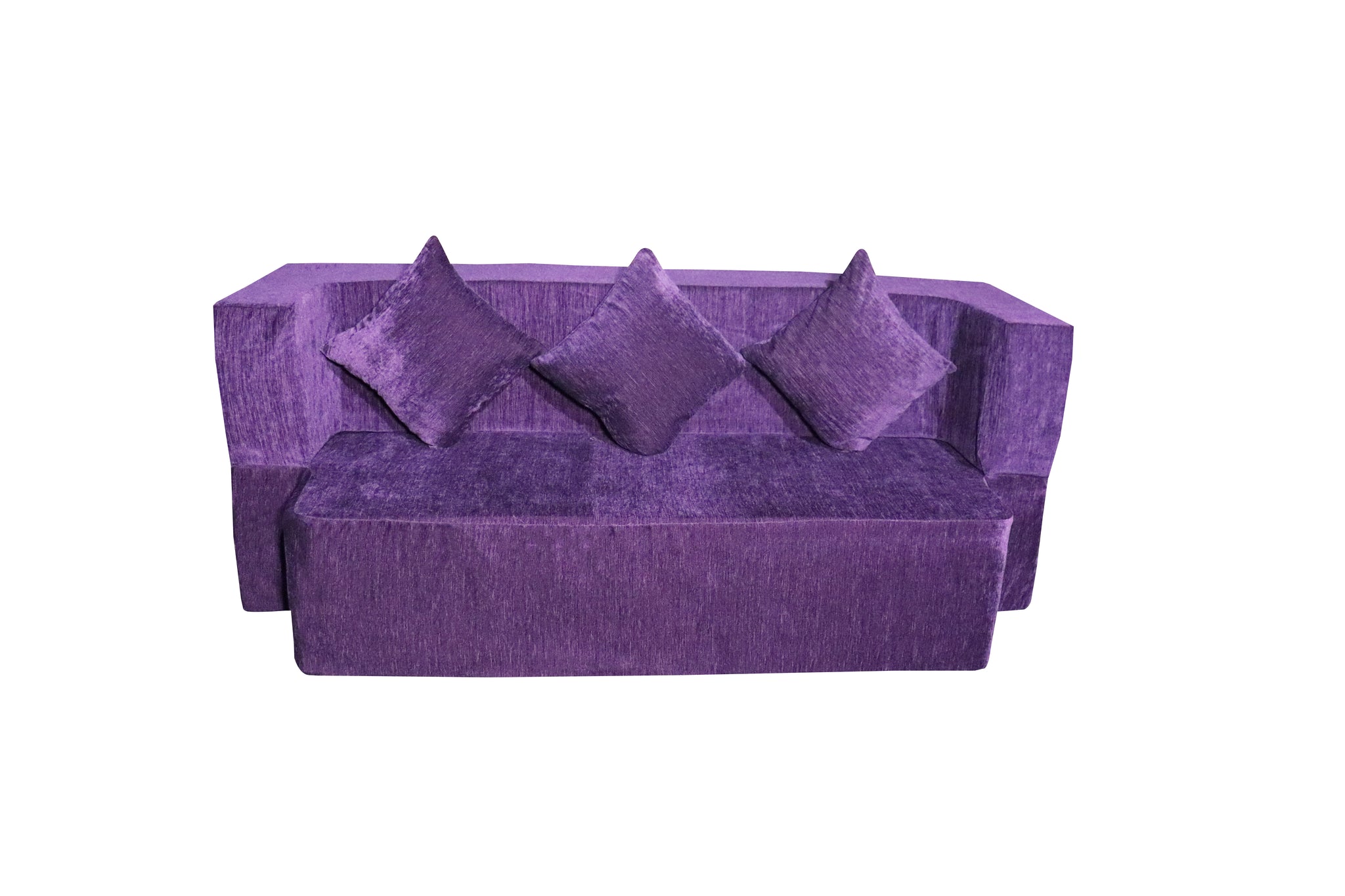 Flipper X Sofa Cum Bed - 3  Seater, Plain Cushion ( Premium Molfino Fabric, Purple)