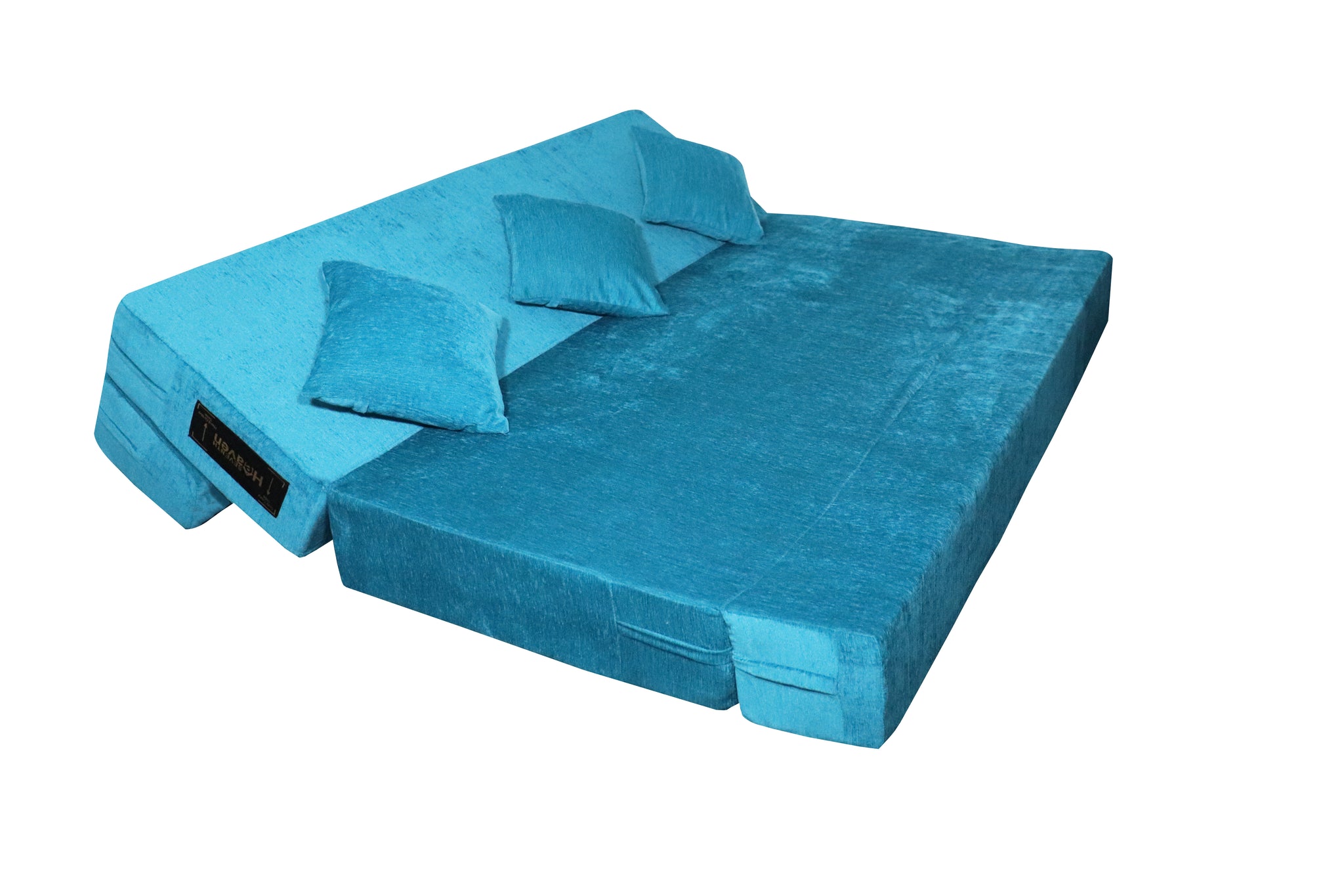 Rejoice Sofa Cum Bed Cover - 3 Seater, Plain Cushion ( Premium Molfino Fabric,  Sky Blue )
