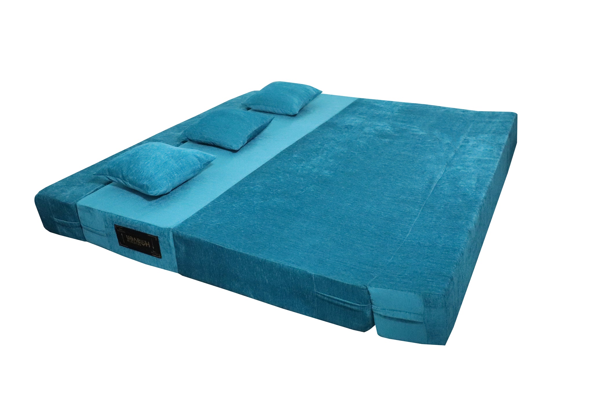 Rejoice Sofa Cum Bed Cover - 3 Seater, Plain Cushion ( Premium Molfino Fabric,  Sky Blue )
