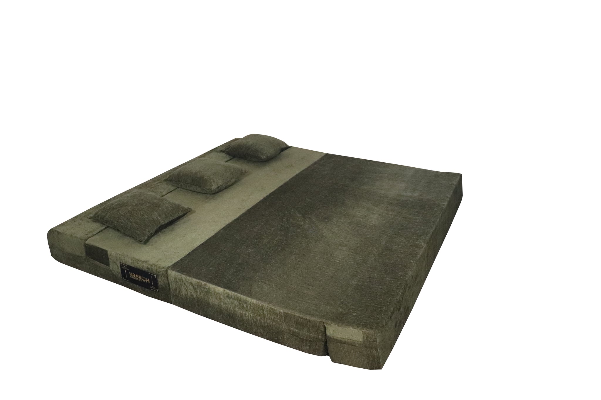 Rejoice Sofa Cum Bed - 3 Seater, Plain Cushion ( Premium Molfino Fabric, Green )