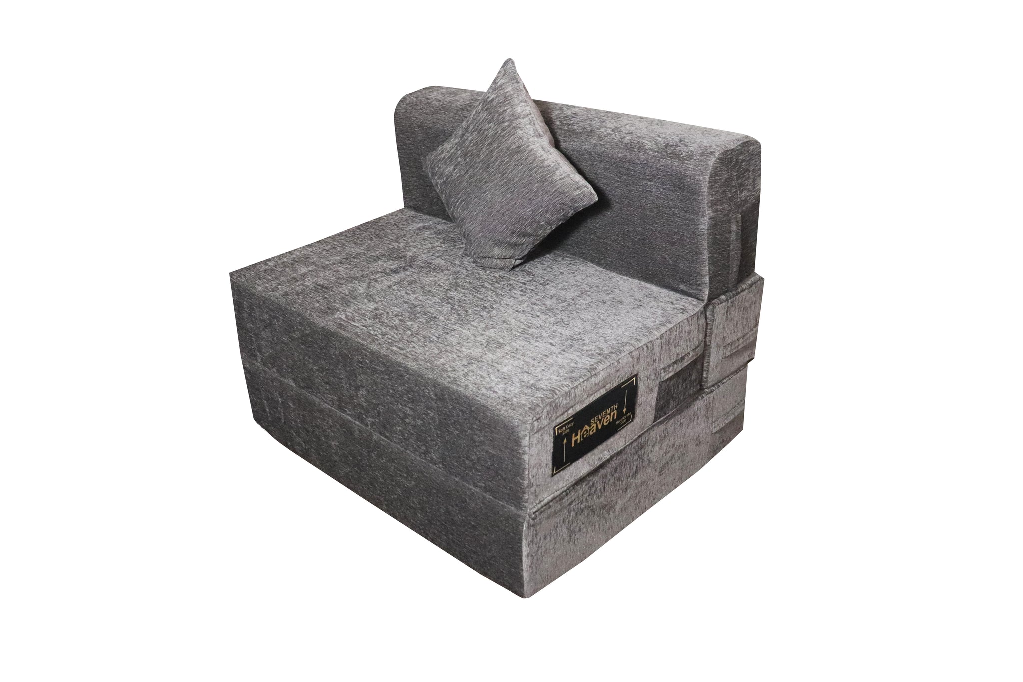 Rejoice Sofa Cum Bed - 1 Seater, Plain Cushion ( Premium Molfino Fabric, Grey )