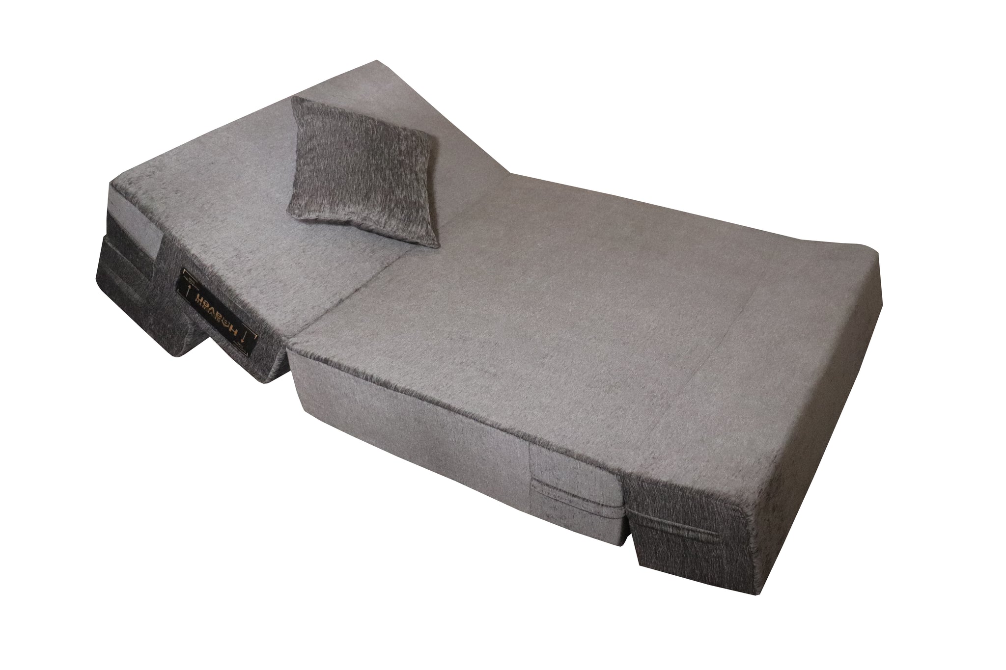 Rejoice Sofa Cum Bed - 1 Seater, Plain Cushion ( Premium Molfino Fabric, Grey )