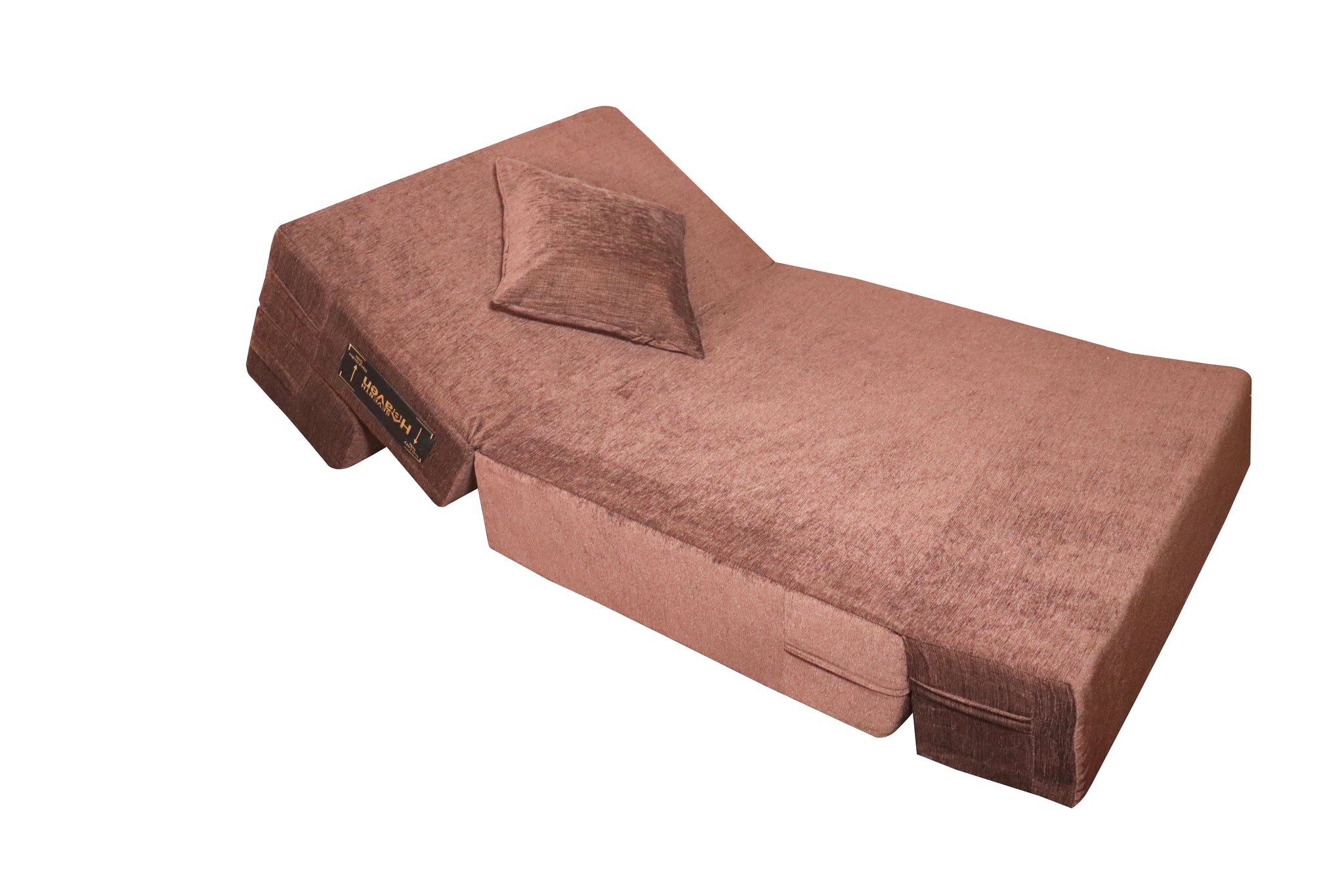 Rejoice Sofa Cum Bed - 1 Seater, Plain Cushion ( Premium Molfino Fabric, Brown )