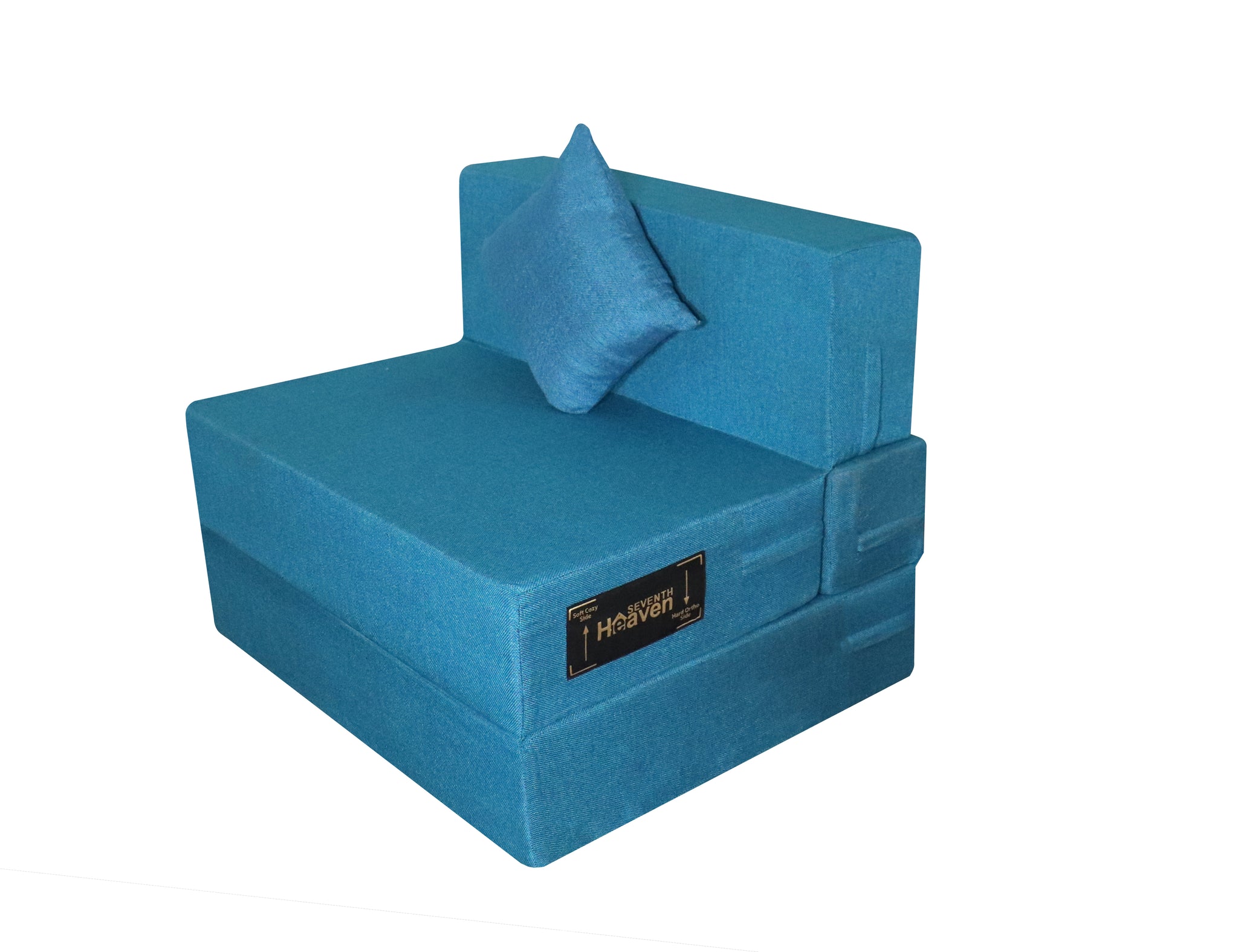 Rejoice Sofa Cum Bed Cover - 1  Seater, Plain Cushion ( Jute Fabric,  Blue )