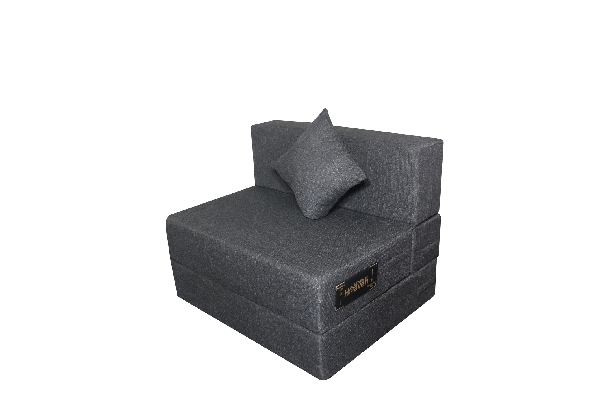 Rejoice Sofa Cum Bed - 1 Seater, Plain Cushion (Jute Fabric- Grey )